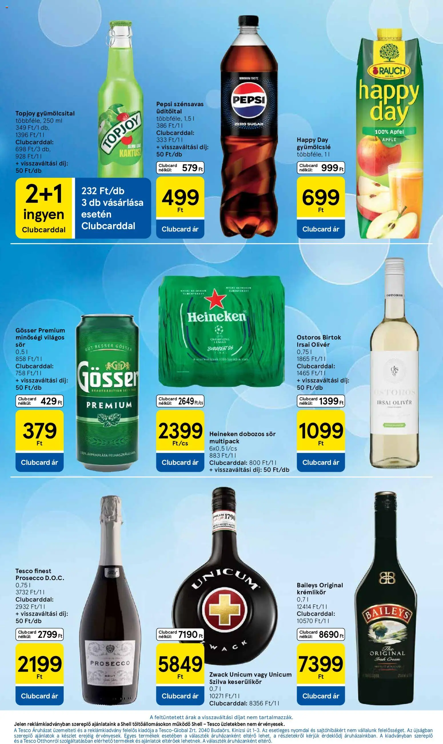 Tesco akciós ujság - amely érvényes a következő dátumtól: 2026.10.01. | Oldal: 5 | Termékek: Prosecco, Szilva, Dobozos sör, Baileys