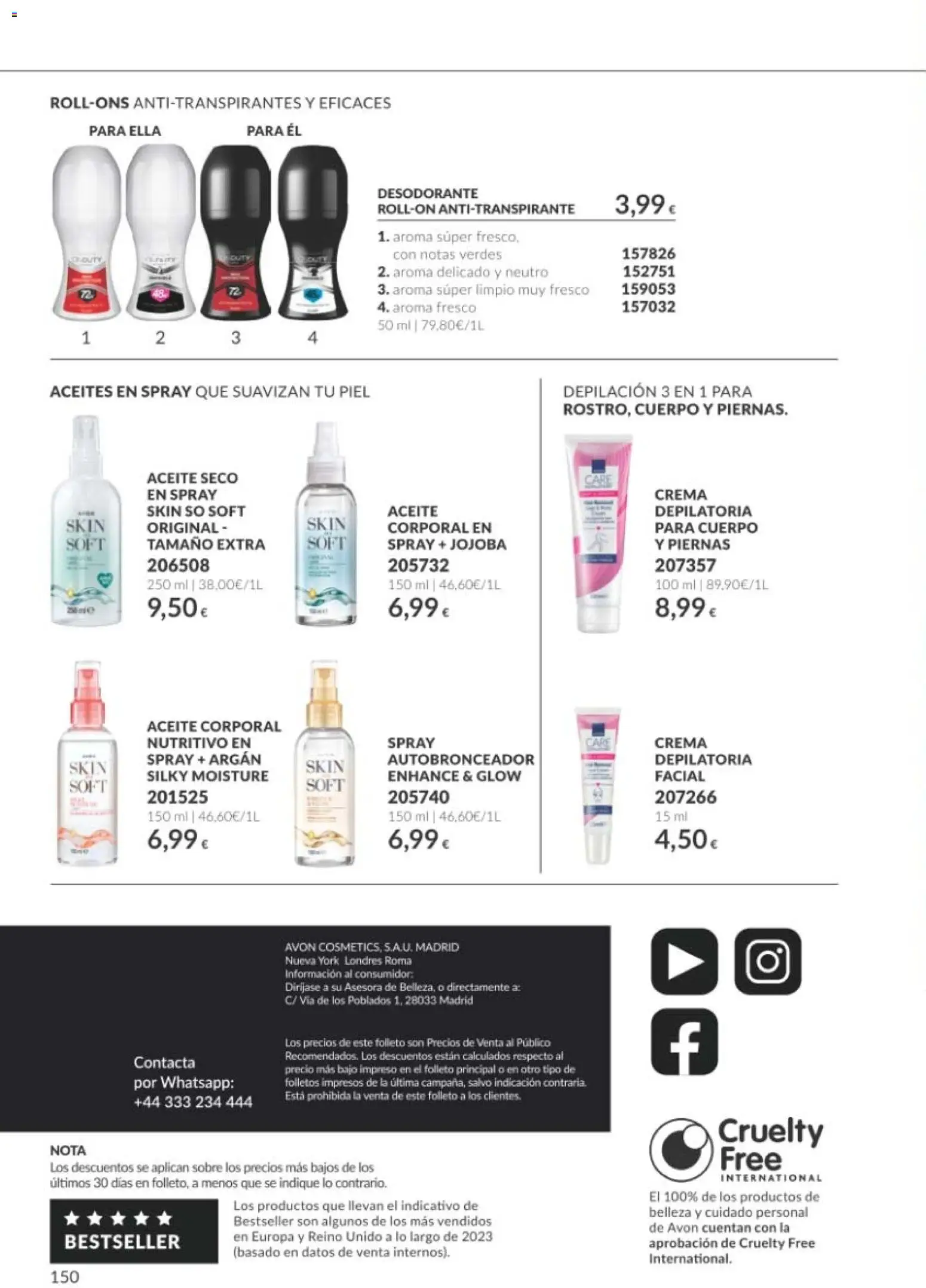 Catálogo AVON Black Friday │ válido desde el 01/11/2026 | Página: 150 | Productos: Antitranspirante, Aceite, Crema, Aceite corporal