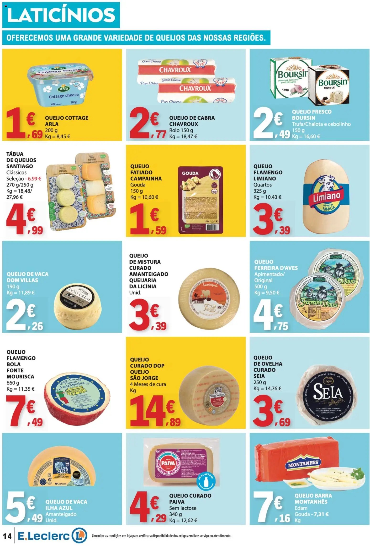 E.Leclerc folheto │ válido de 29/10/2026 | Página: 14 | Produtos: Tábua, Queijo de cabra, Campainha, Laticínios