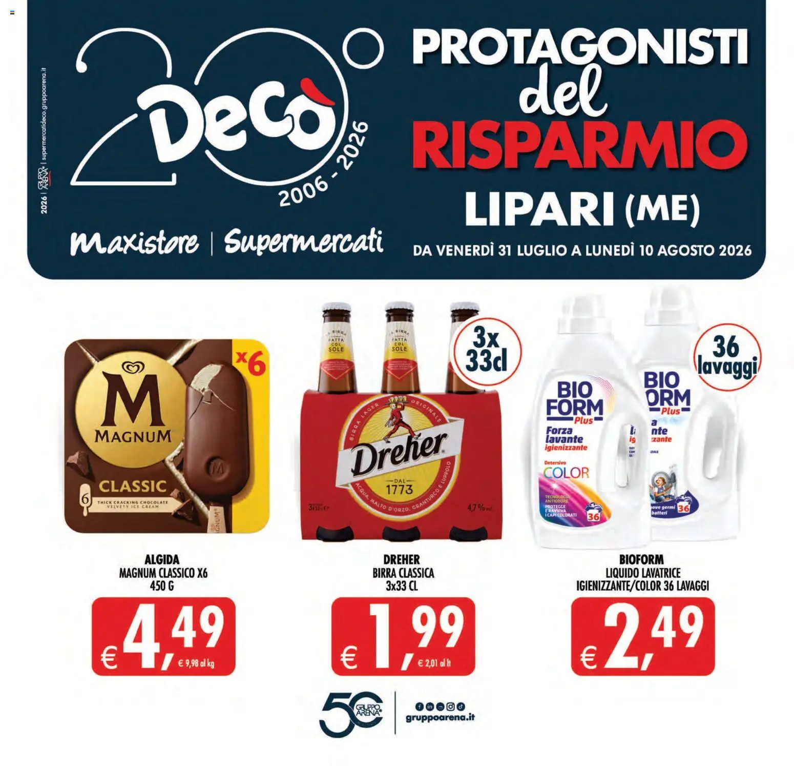 Volantino Decò del 31/07/2026 | Pagina: 1 | Prodotti: Birra, Lavatrice