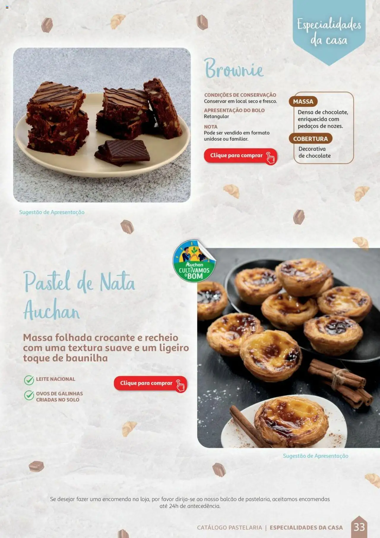 Auchan Catálogo de Pastelaria │ válido de 08/04/2024 | Página: 33 | Produtos: Bolo, Ovos, Chocolate, Massa