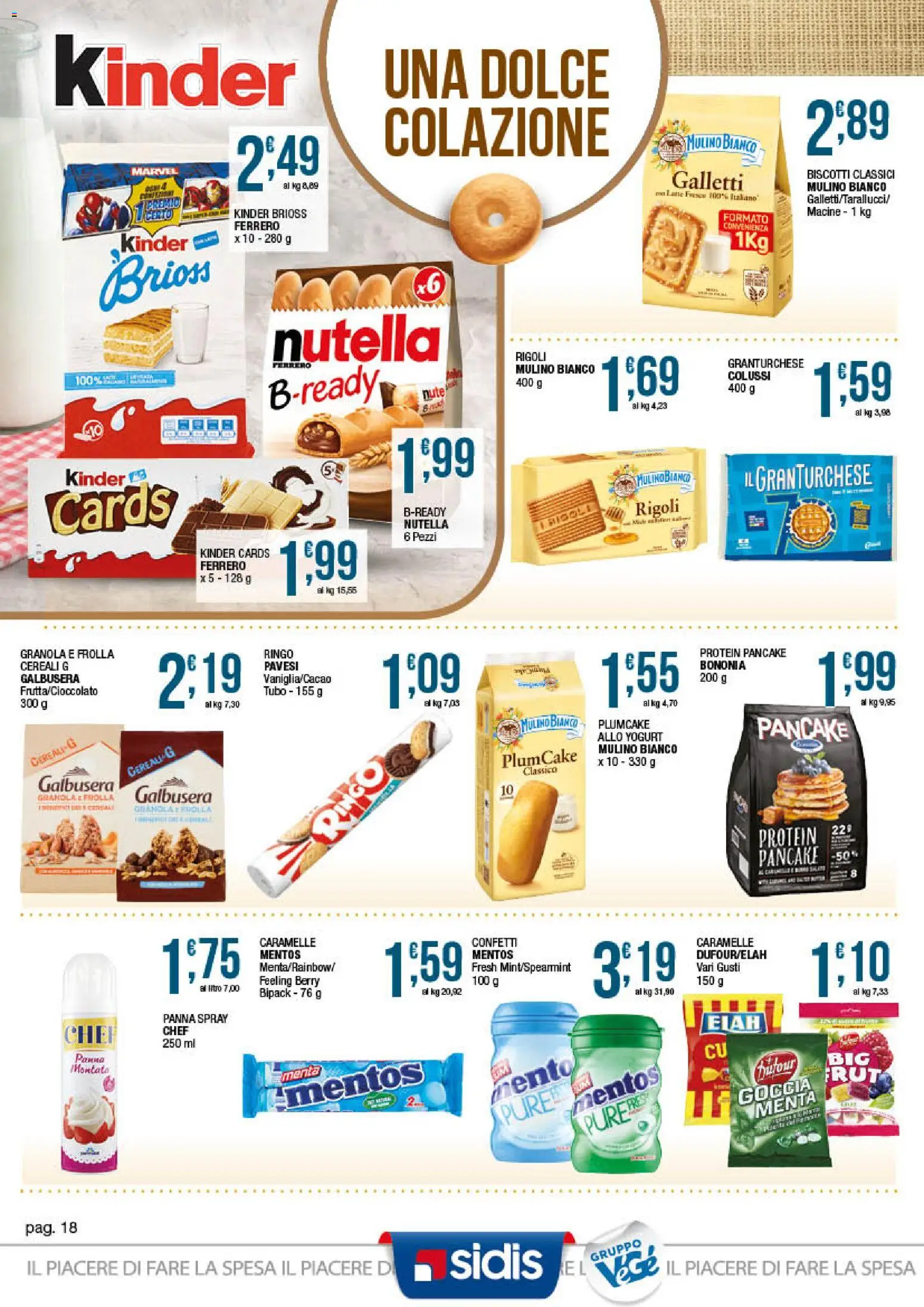 Volantino Sidis del 15.06.2026 | Pagina: 18 | Prodotti: Yogurt, Caramelle, Cereali, Biscotti