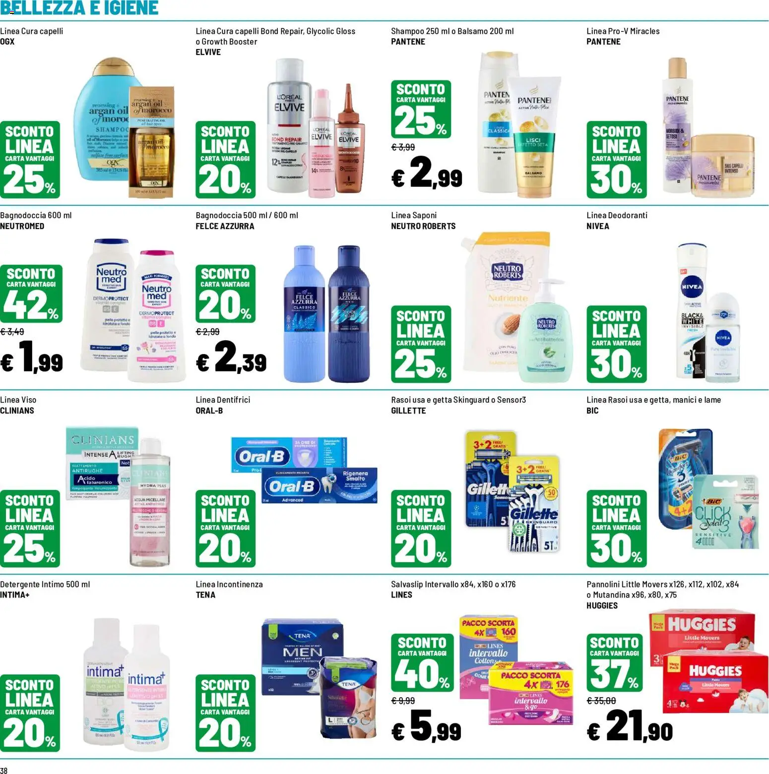 Volantino Iper del 31/08/2026 | Pagina: 38 | Prodotti: Acqua micellare, Intimo, Acqua, Salvaslip