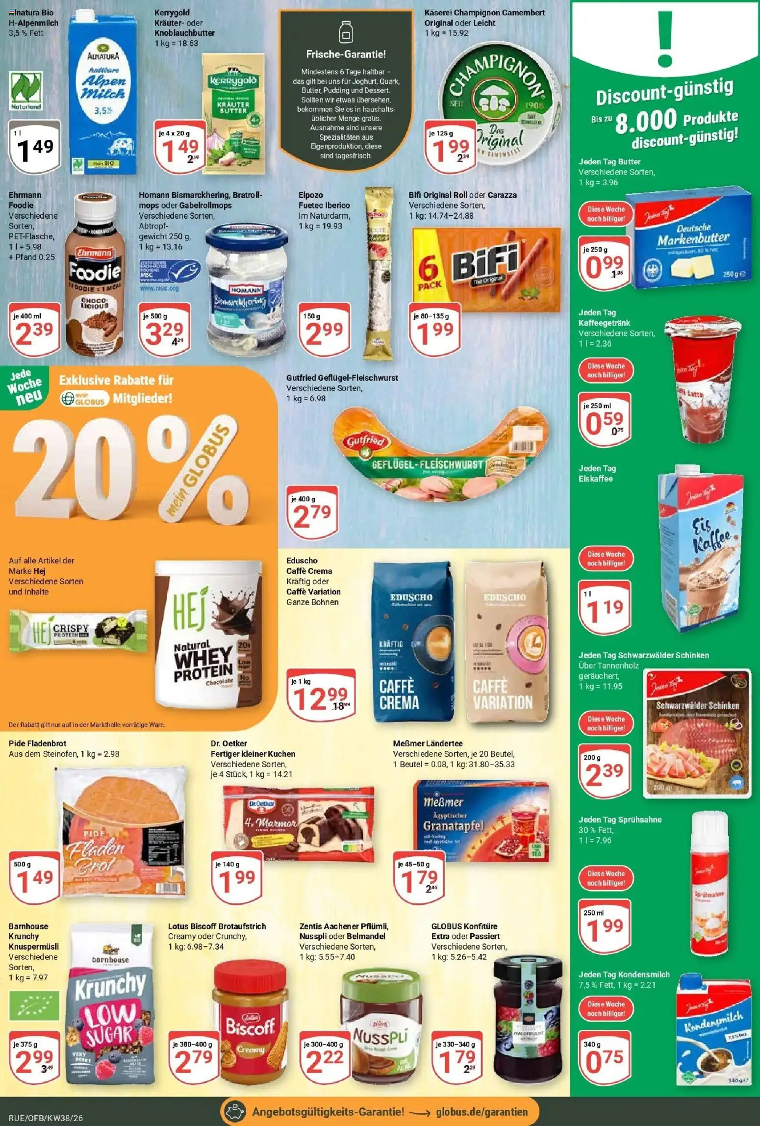 Globus Prospekt Rüsselsheim (ab 14.09.2026) » Angebote online | Seite: 13 | Produkte: Pudding, Camembert, Brot, Eduscho
