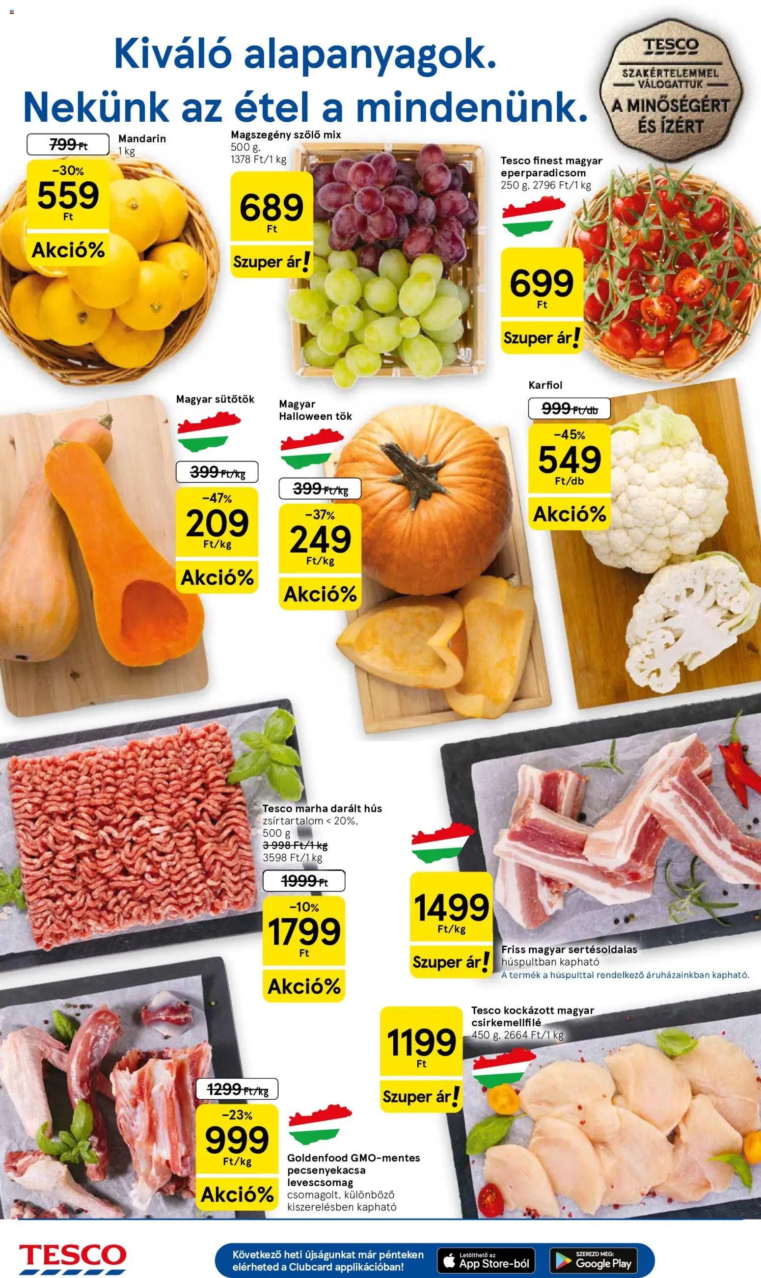 Tesco akciós ujság - amely érvényes a következő dátumtól: 2026.10.15. | Oldal: 2 | Termékek: Sütőtök, Sertésoldalas, Halloween tök, Csirkemellfilé