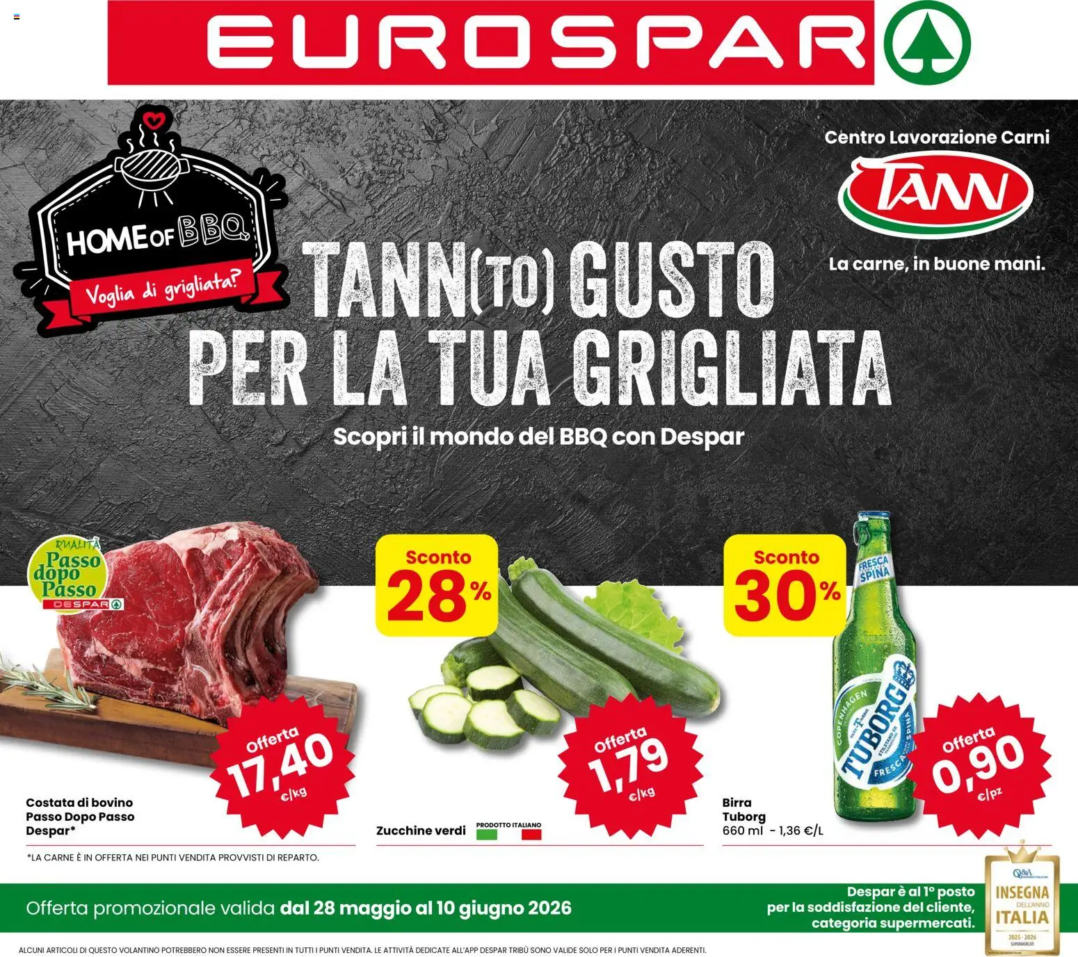 Volantino Eurospar del 28.05.2026 | Pagina: 1 | Prodotti: Bovino, Birra, Zucchine