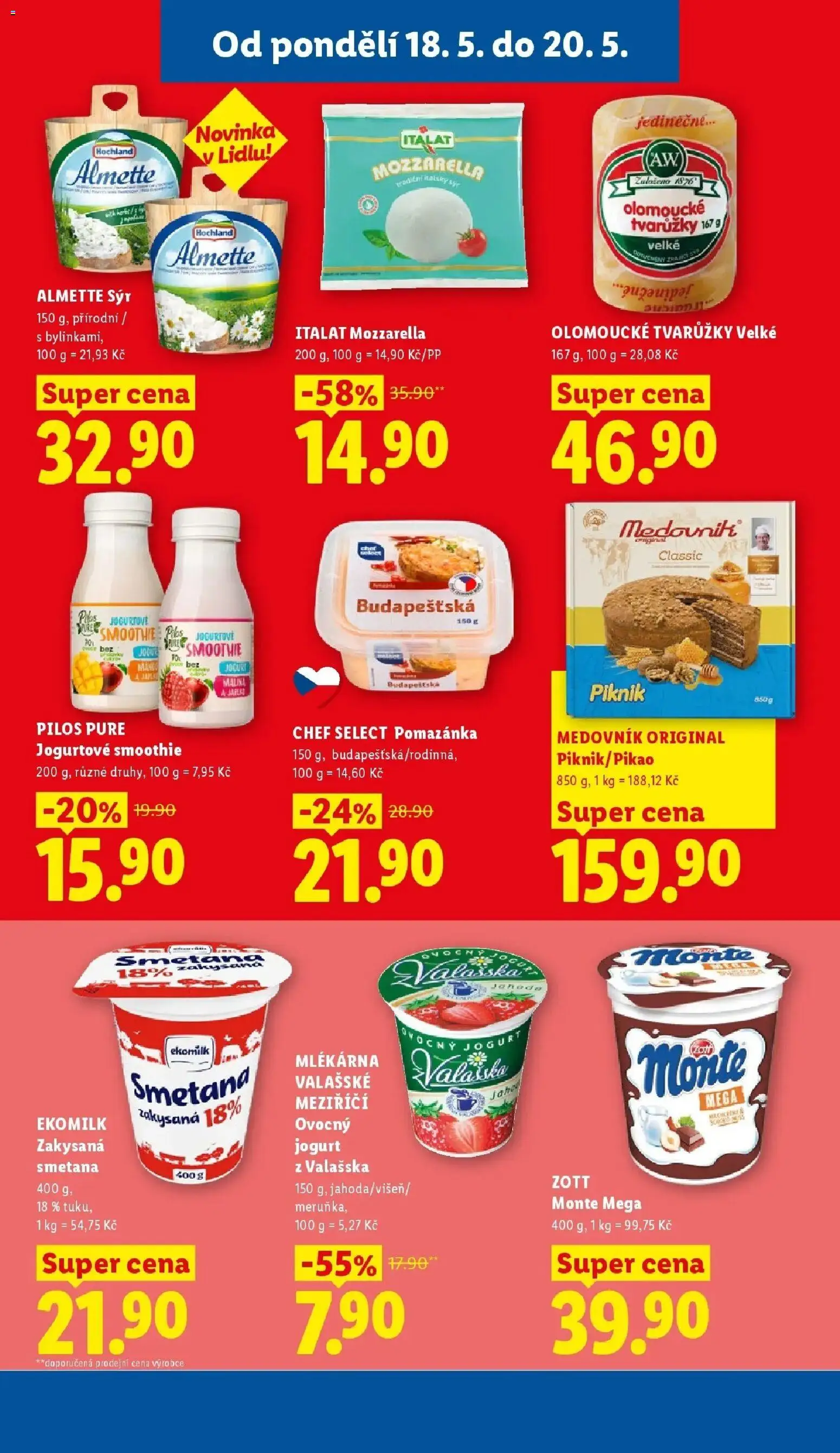 Lidl aktuální leták od 18.05.2026 | Strana: 25 | Produkty: Smetana, Medovník, Olomoucké tvarůžky, Zakysaná smetana