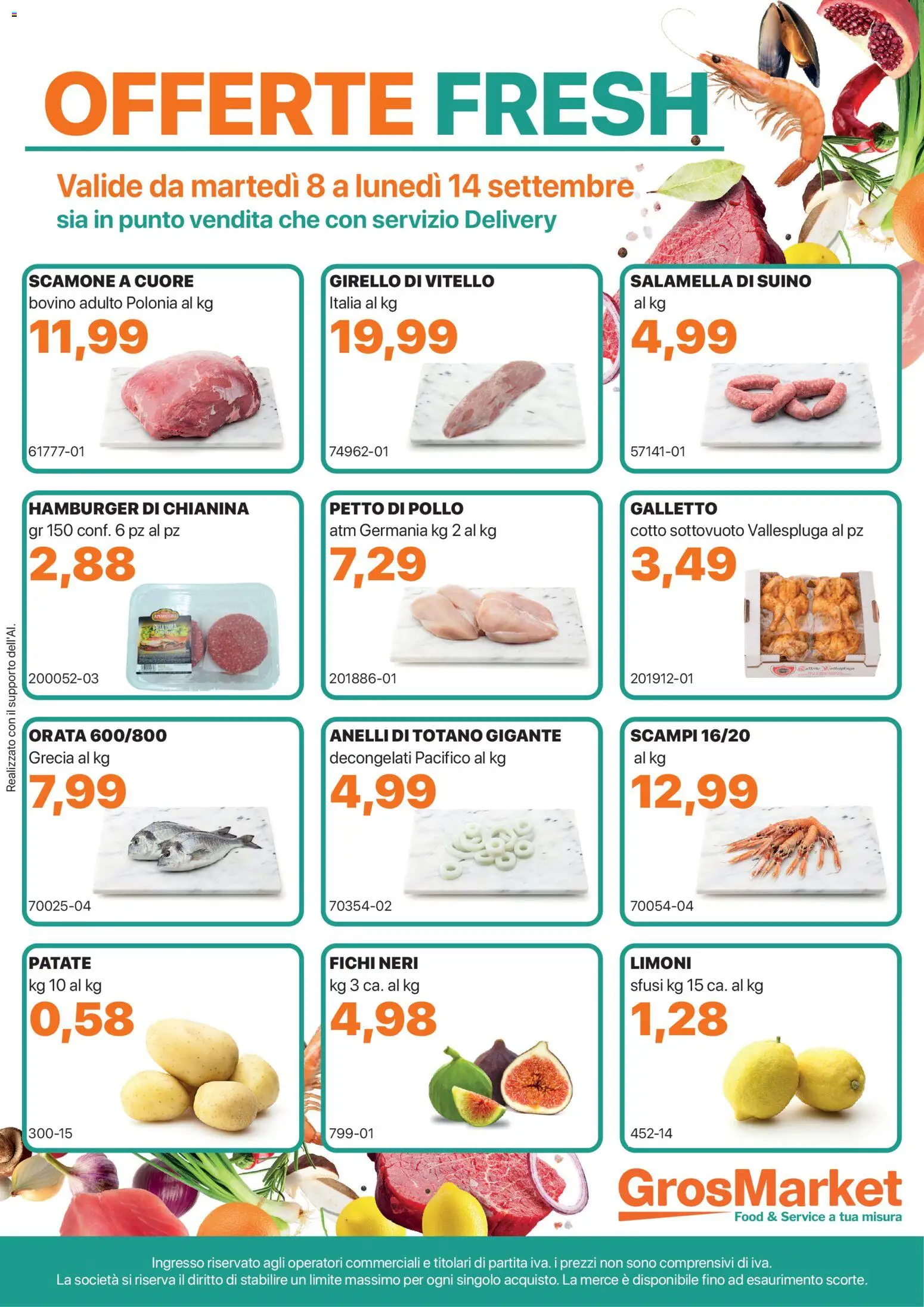 Volantino Sogegross del 08/09/2026 | Pagina: 1 | Prodotti: Bovino, Patate, Limoni, Totano