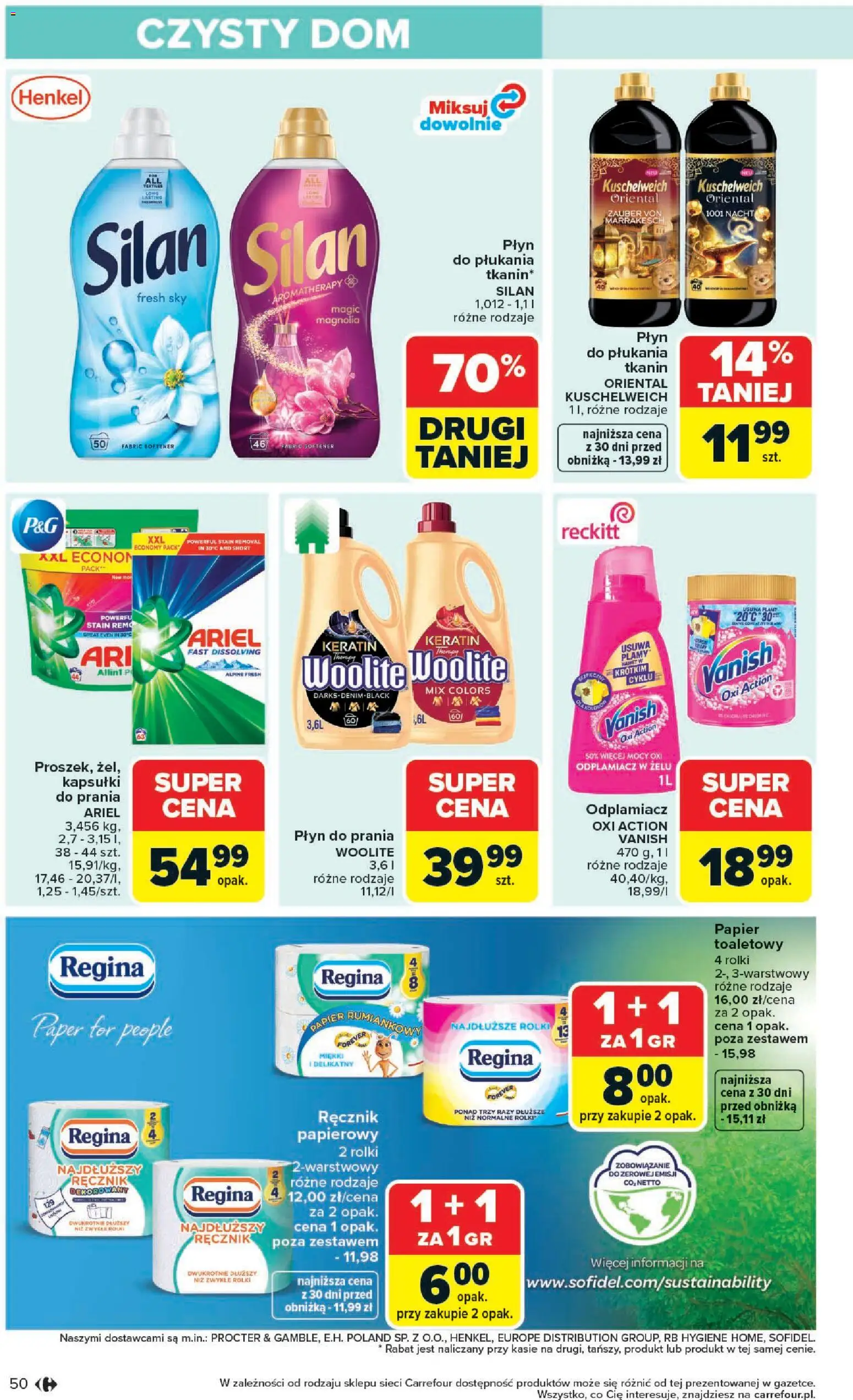 Carrefour gazetka - Zmieniliśmy Się Dla Ciebie od 25.05.2026 | Strona: 50 | Produkty: Vanish, Papier toaletowy, Rolki, Płyn do płukania tkanin