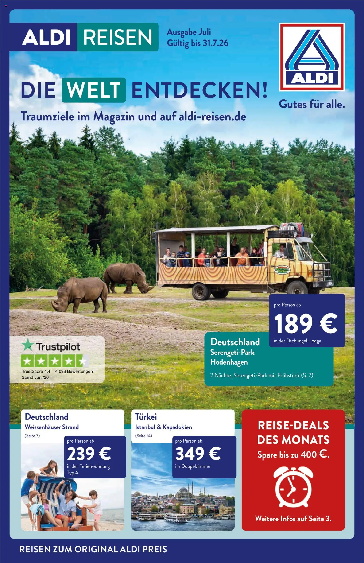 Aldi Reisen Reisemagazin – gültig ab 01.07.2026 | Seite: 1