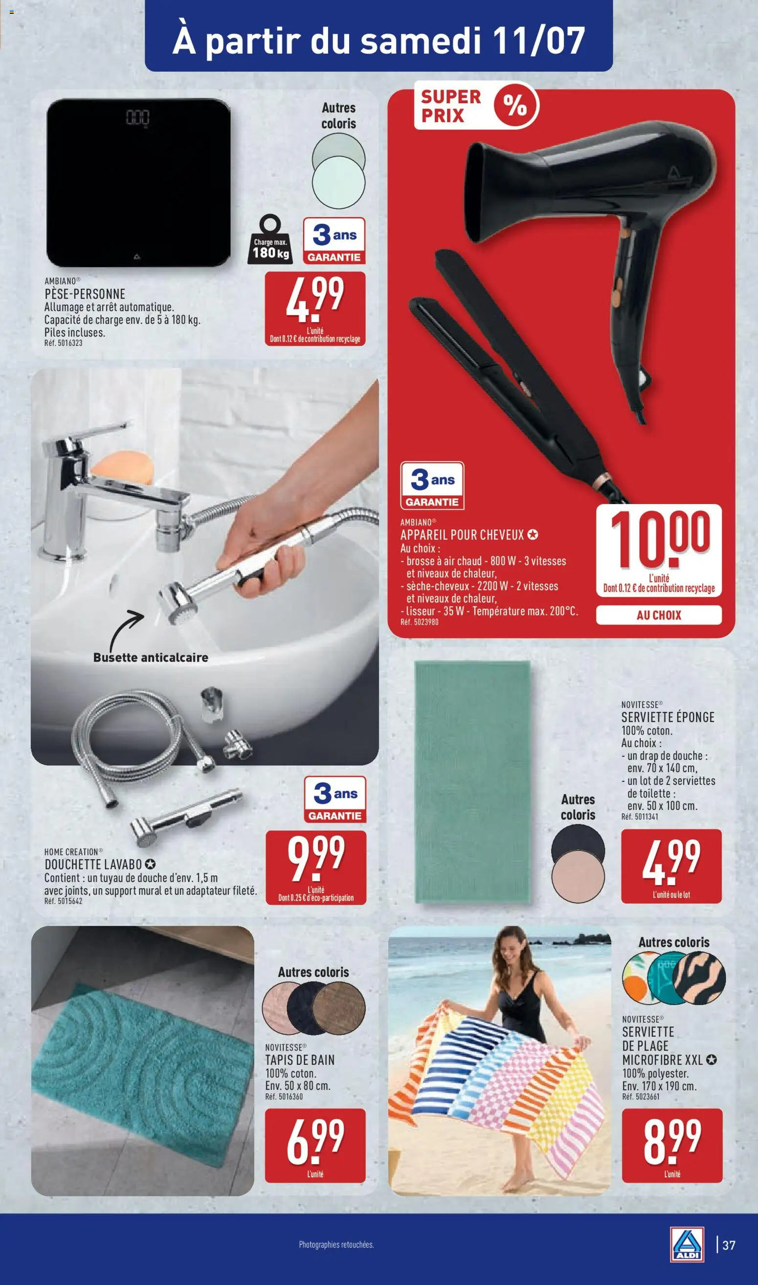 {H1} | Page: 39 | Produits: Tapis de bain, Sèche-cheveux, Eponge, Tuyau