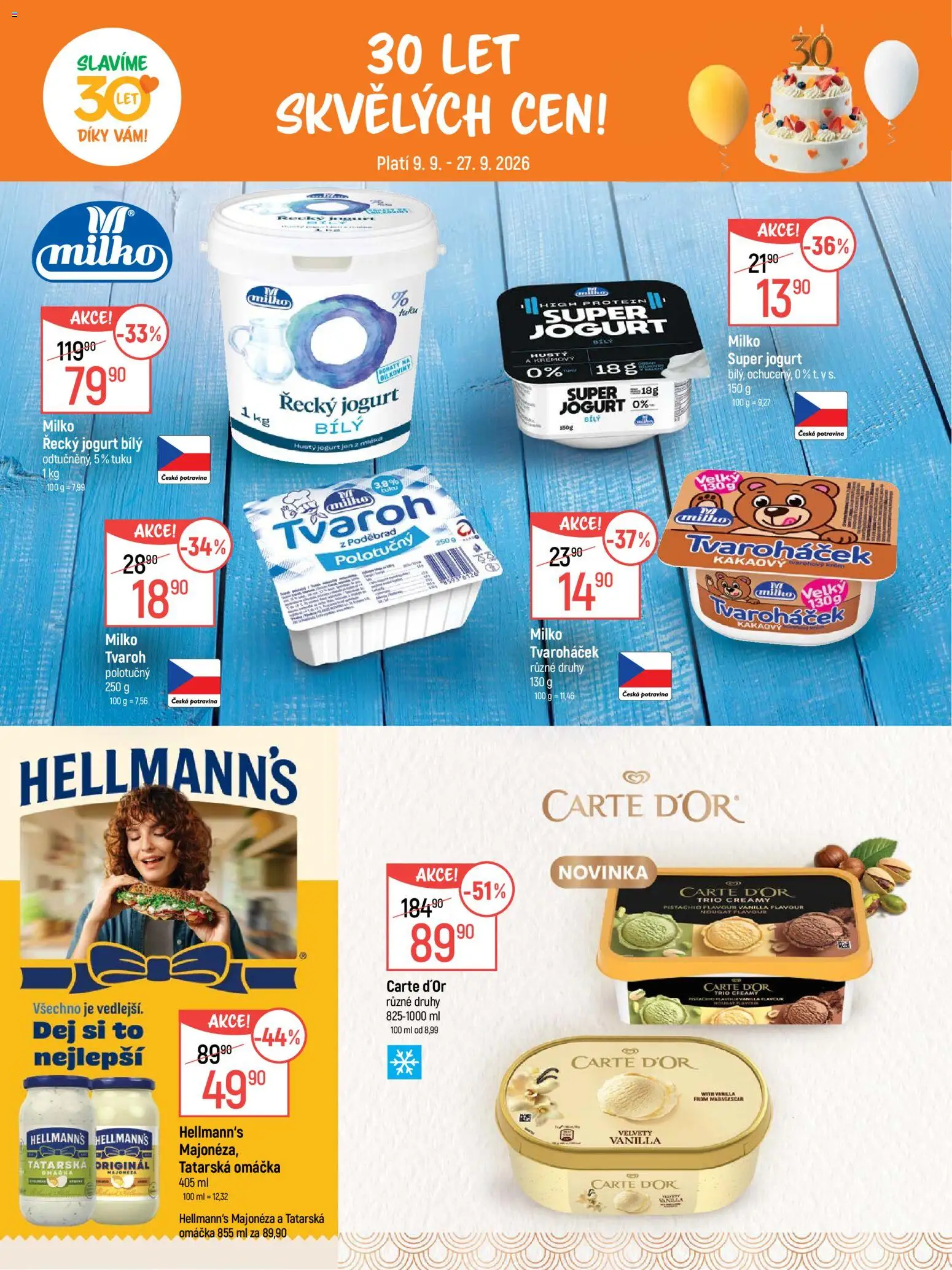 Globus leták - Pomáháme 30 let od 09.09.2026 | Strana: 5 | Produkty: Majonéza, Tatarská omáčka, Carte d'or, Protein