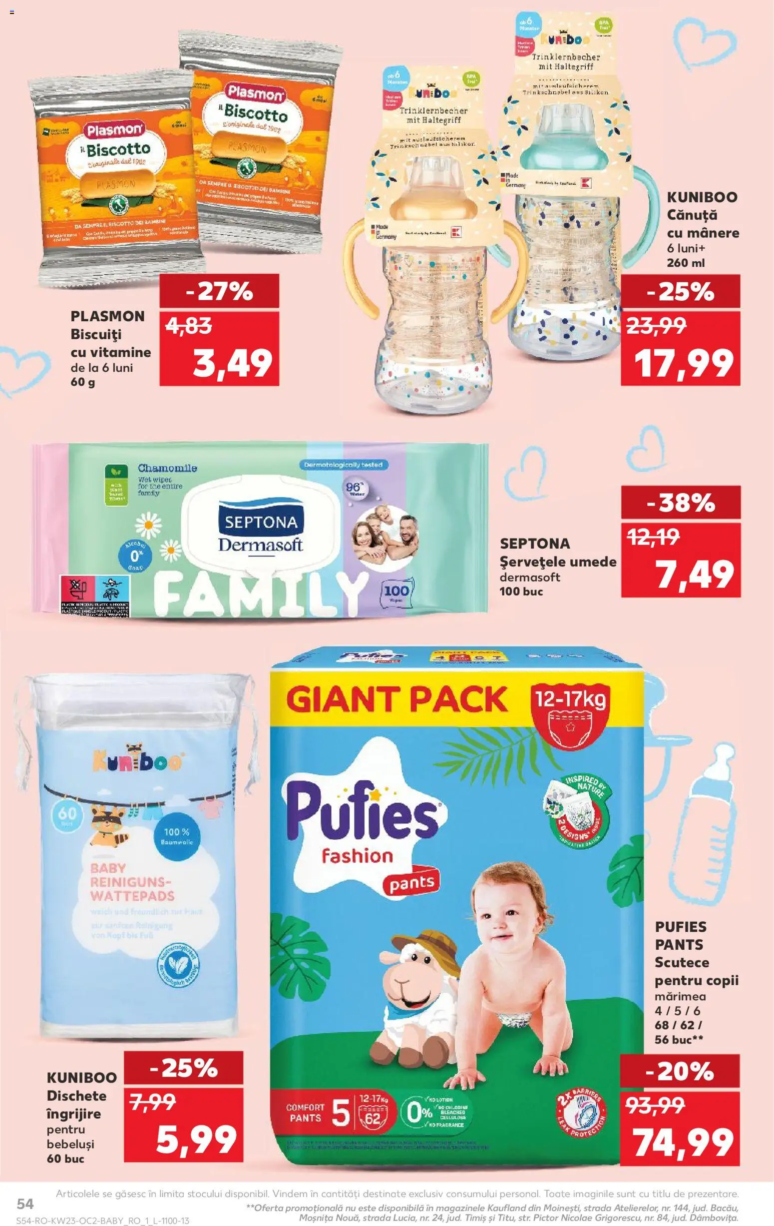 Noul catalog Kaufland – valabil de la 03.06.2026 | Pagină: 54 | Produse: Pirinç gevreği, Șervețele umede, Biscuiți, Scutece