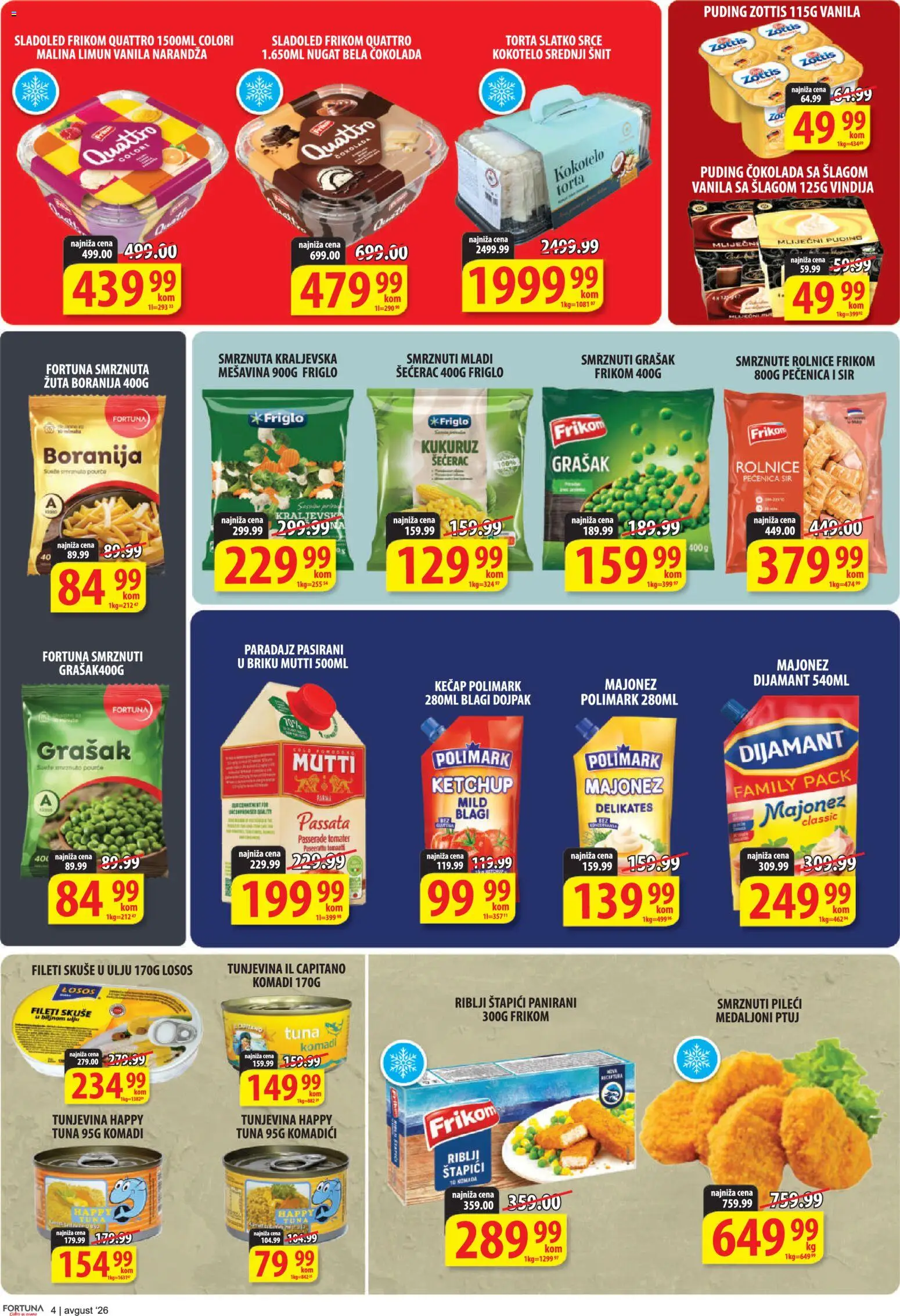 Fortuna Market katalog - važi od 10.08.2026 | Strana: 4 | Proizvode: Boranija, Malina, Sir, Limun