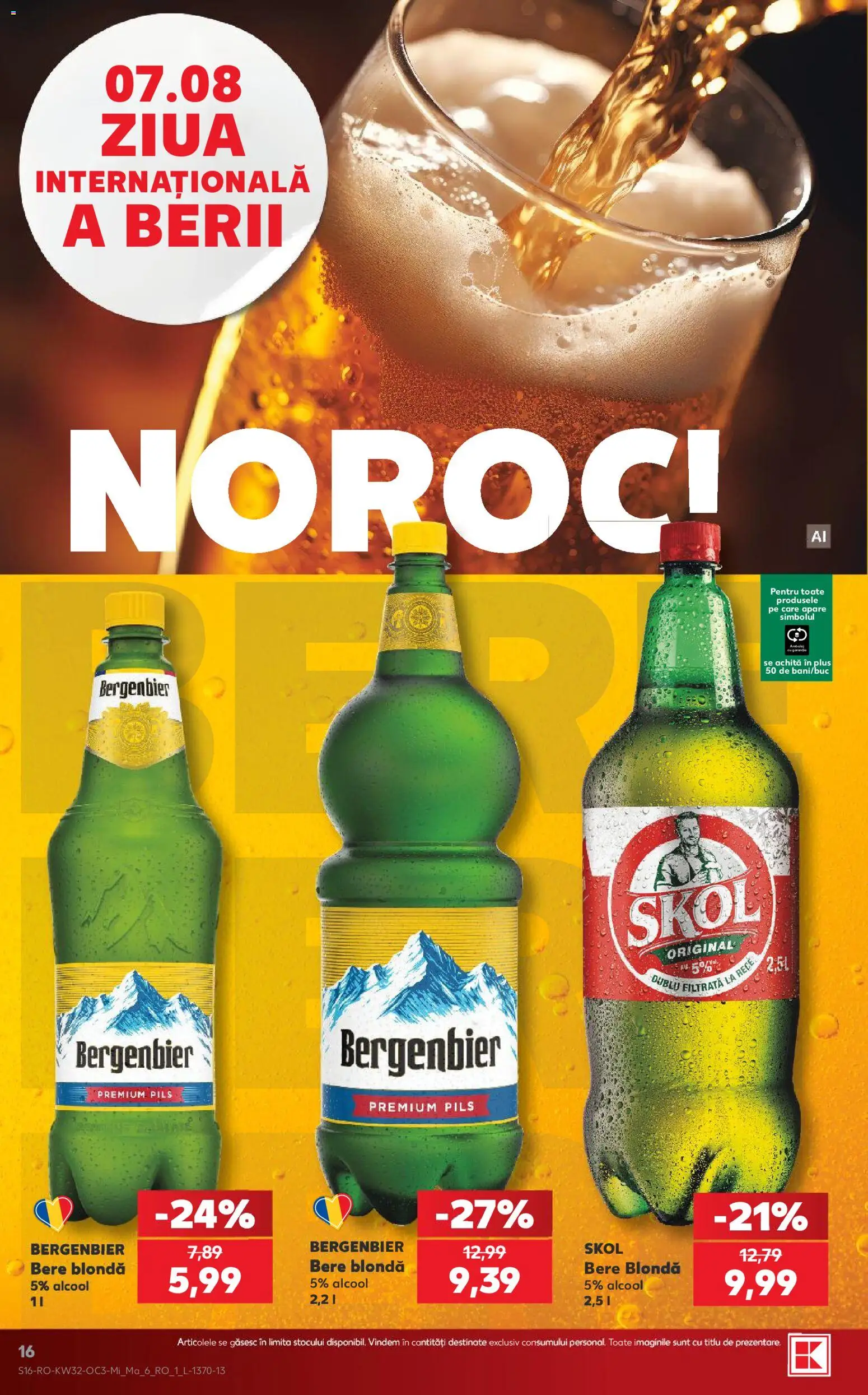 Noul catalog Kaufland – valabil de la 05.08.2026 | Pagină: 16 | Produse: Bere, Plastik Kulübe