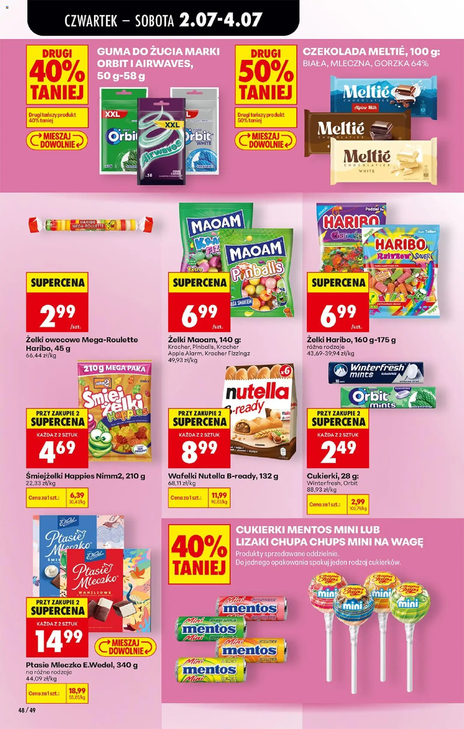 Biedronka gazetka od czwartku od 02.07.2026 | Strona: 52 | Produkty: Ptasie mleczko, Lizaki, Guma do żucia, Lizaki chupa chups