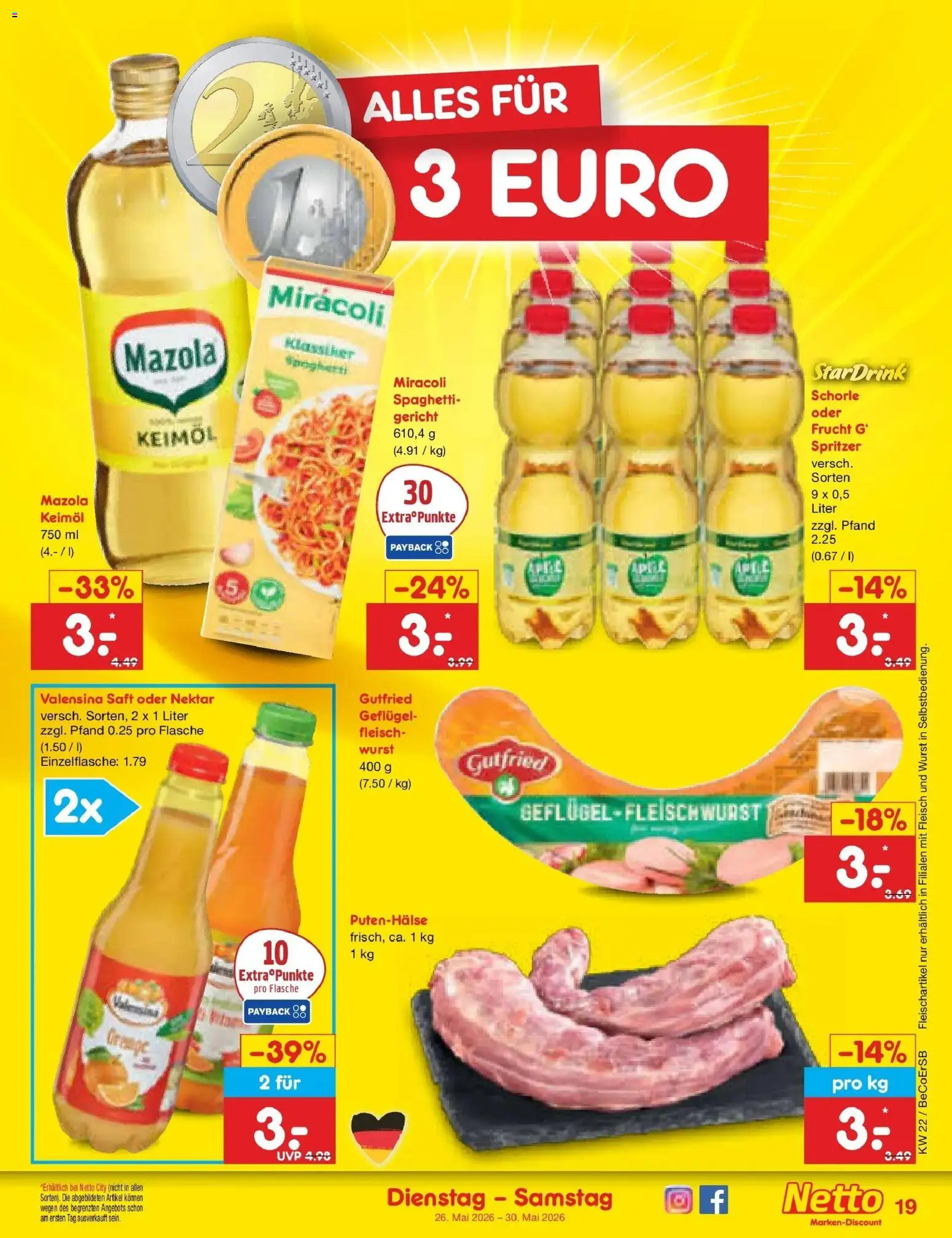 Netto Marken-Discount Prospekt Bitterfeld-Wolfen – gültig ab 26.05.2026 | Seite: 23 | Produkte: Valensina, Wurst, Saft, Fleisch