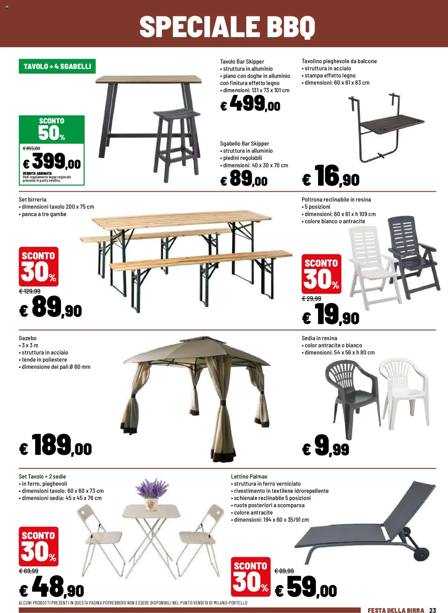 Volantino Iper del 27/07/2026 | Pagina: 22 | Prodotti: Panca, Gazebo, Lettino, Poltrona
