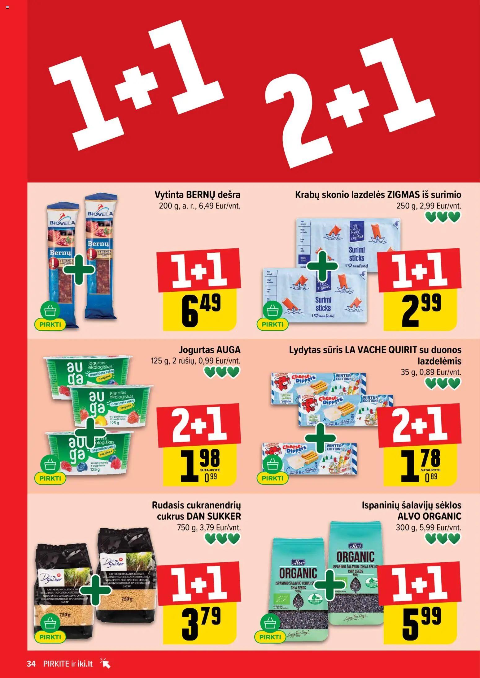 IKI akcijos nuo 2026.07.20 | Puslapis: 34 | Prekių: Sėklos, Jogurtas, Sūris, Cukrus