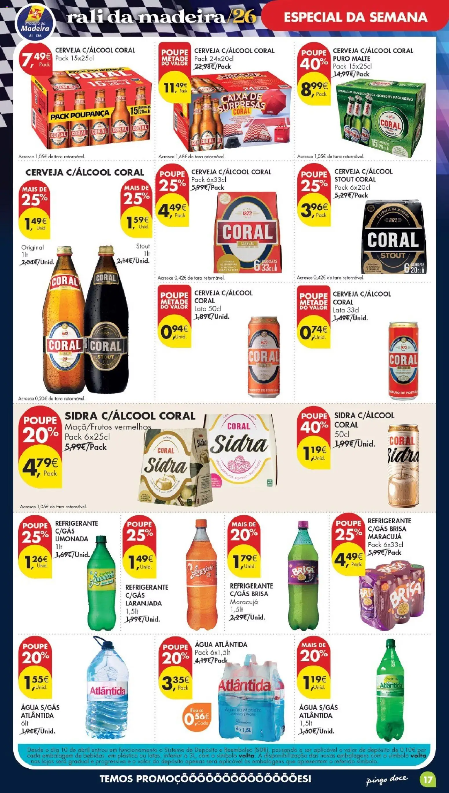 Pingo Doce Poupe Esta Semana Madeira │ válido de 28/07/2026 | Página: 17 | Produtos: Agua, Refrigerante, Caixa, Cerveja