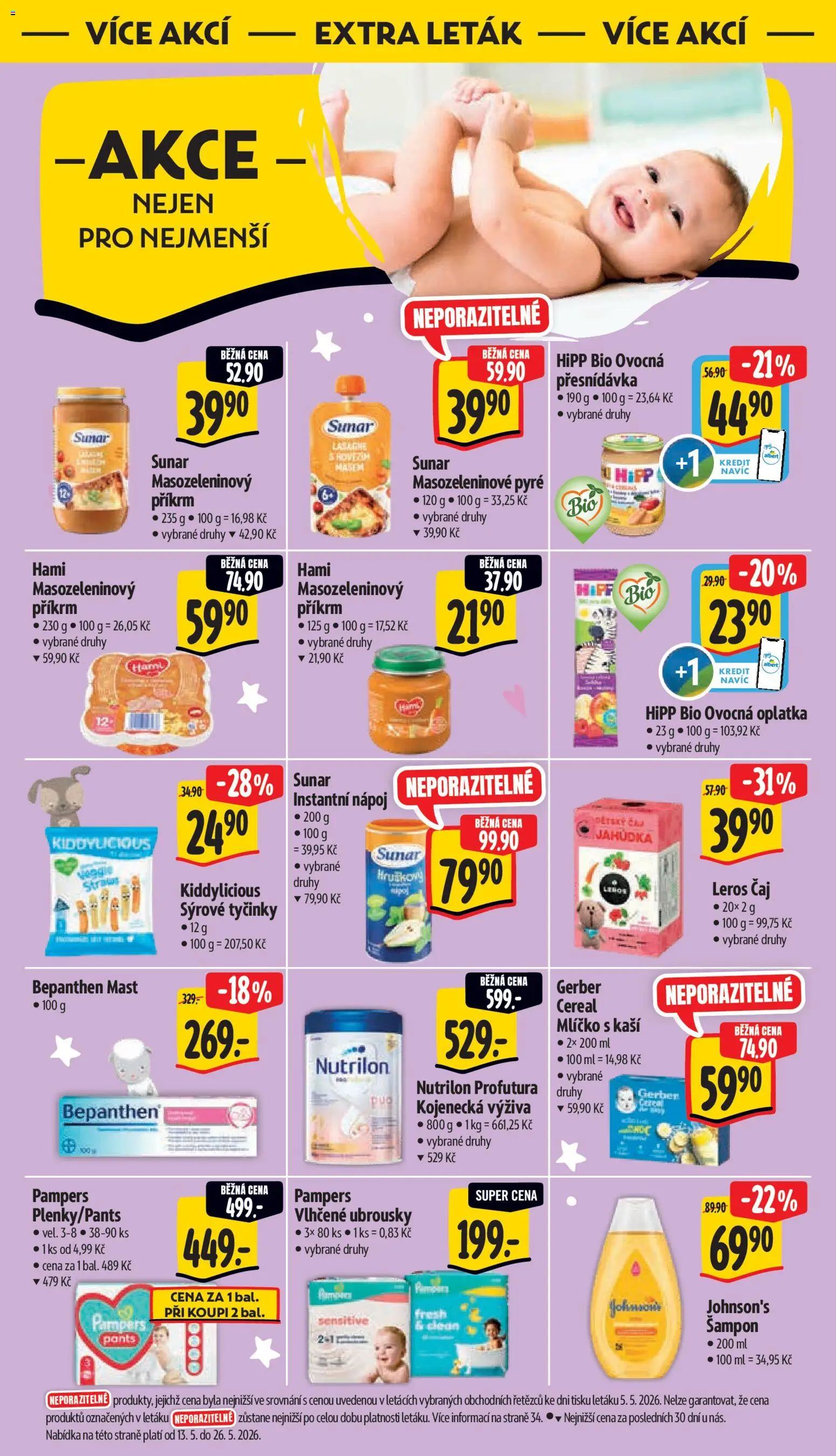 Albert leták - Hypermarket od 13.05.2026 | Strana: 51 | Produkty: Vlhčené ubrousky, Sunar, Sýrové tyčinky, Hipp