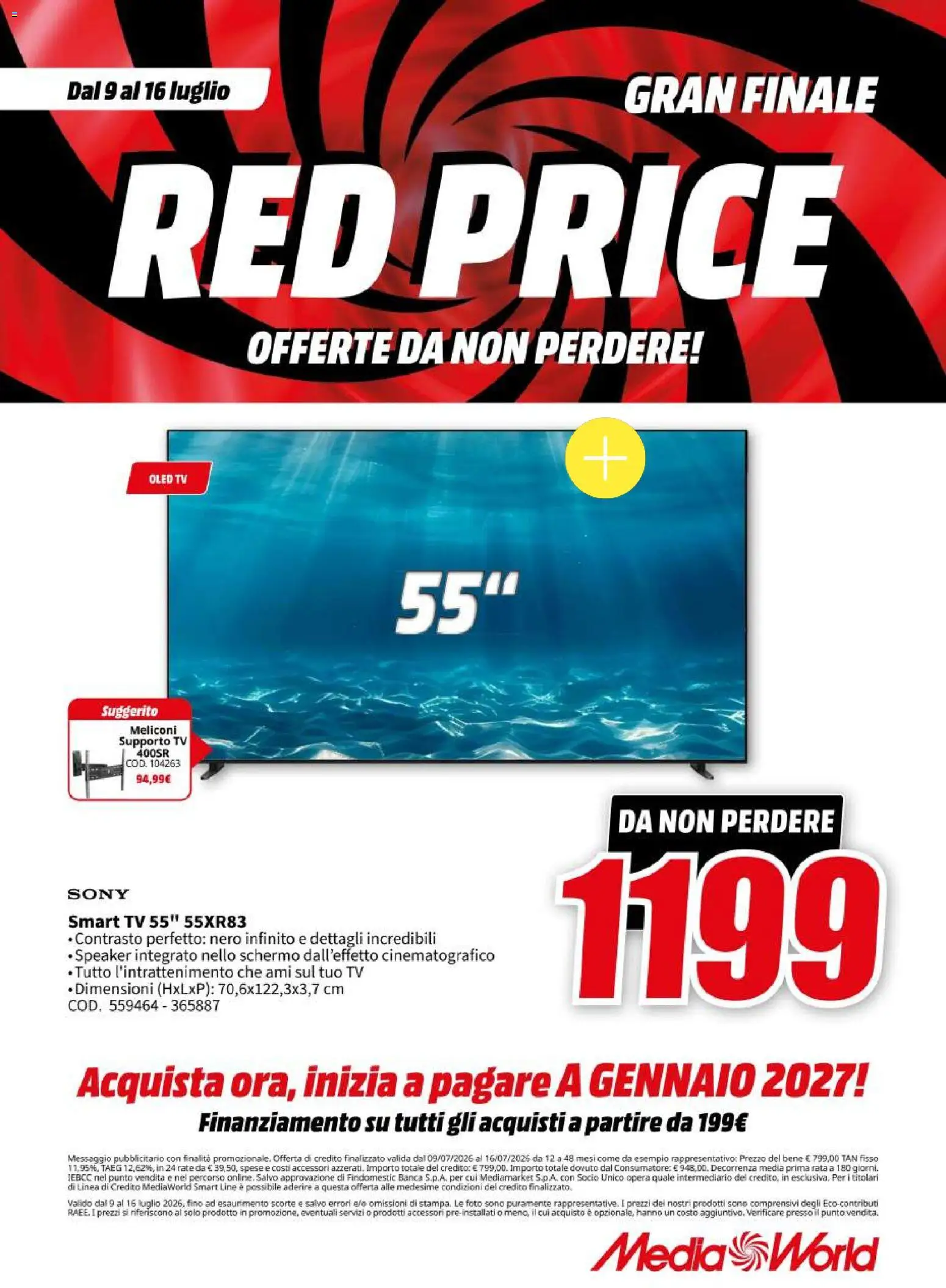 Volantino Media World del 09/07/2026 | Pagina: 3 | Prodotti: Schermo, smart TV, TV, Speaker