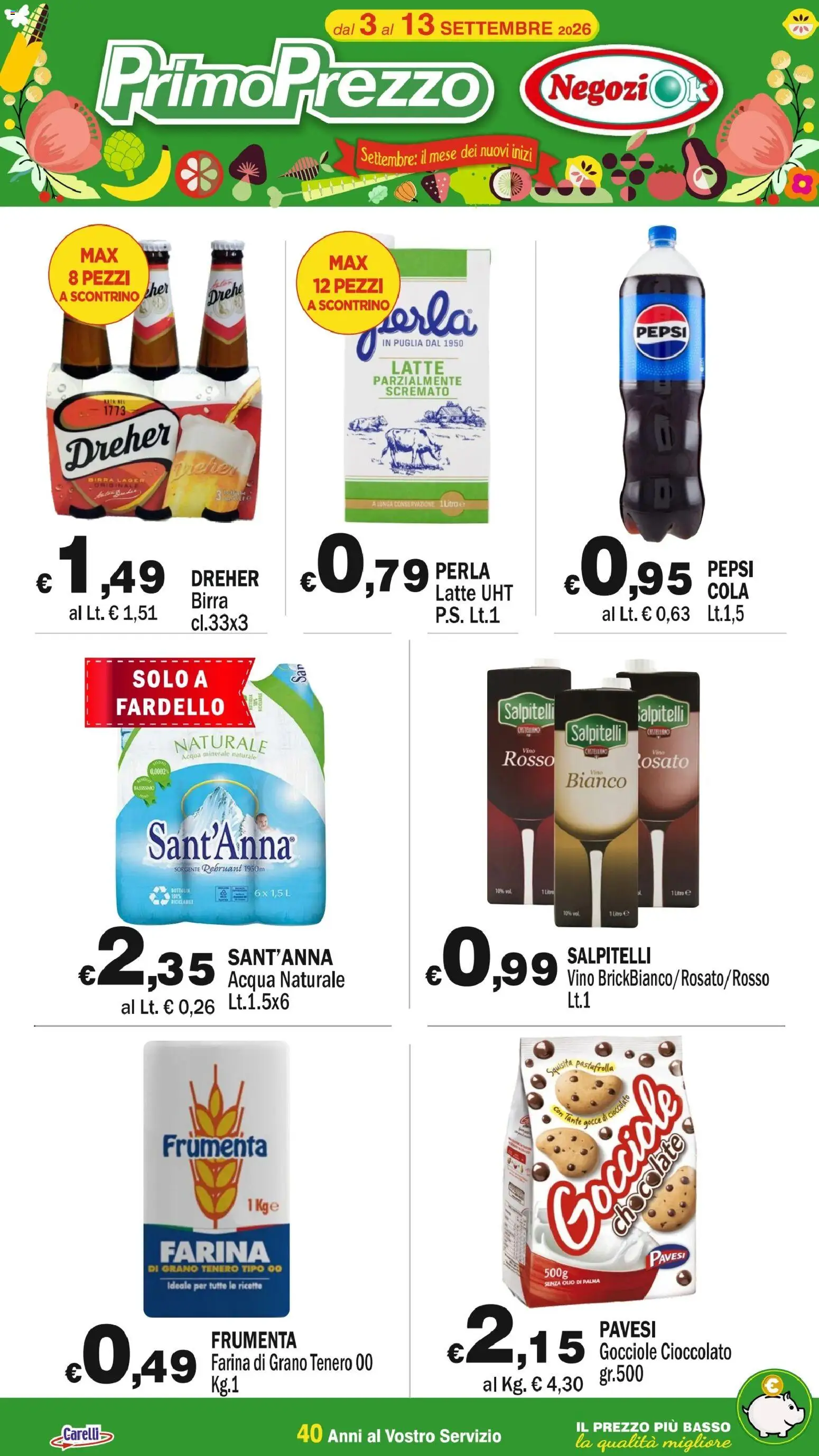 Volantino Primo Prezzo del 03/09/2026 | Pagina: 1 | Prodotti: Birra, Latte, Olio, Pepsi