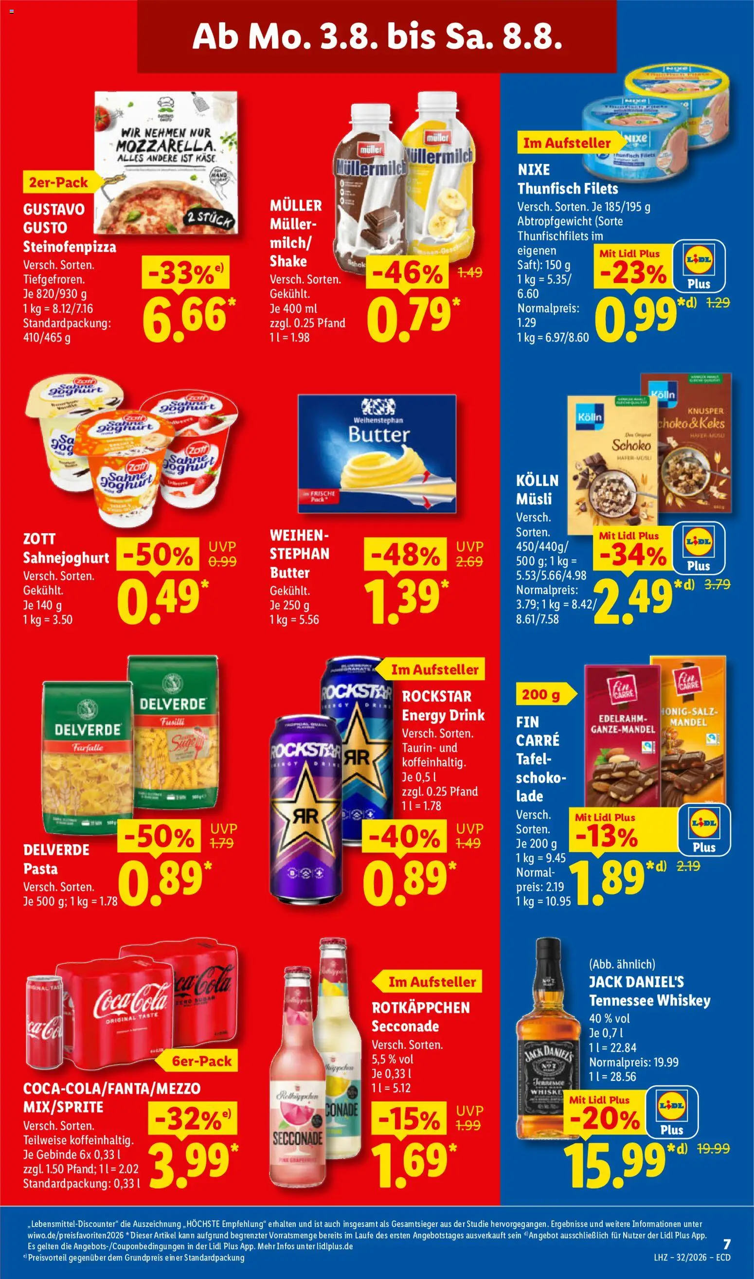 Lidl Německo leták od 03.08.2026 | Strana: 15 | Produkty: Jack Daniel’s, Kaše, Rockstar, Müsli