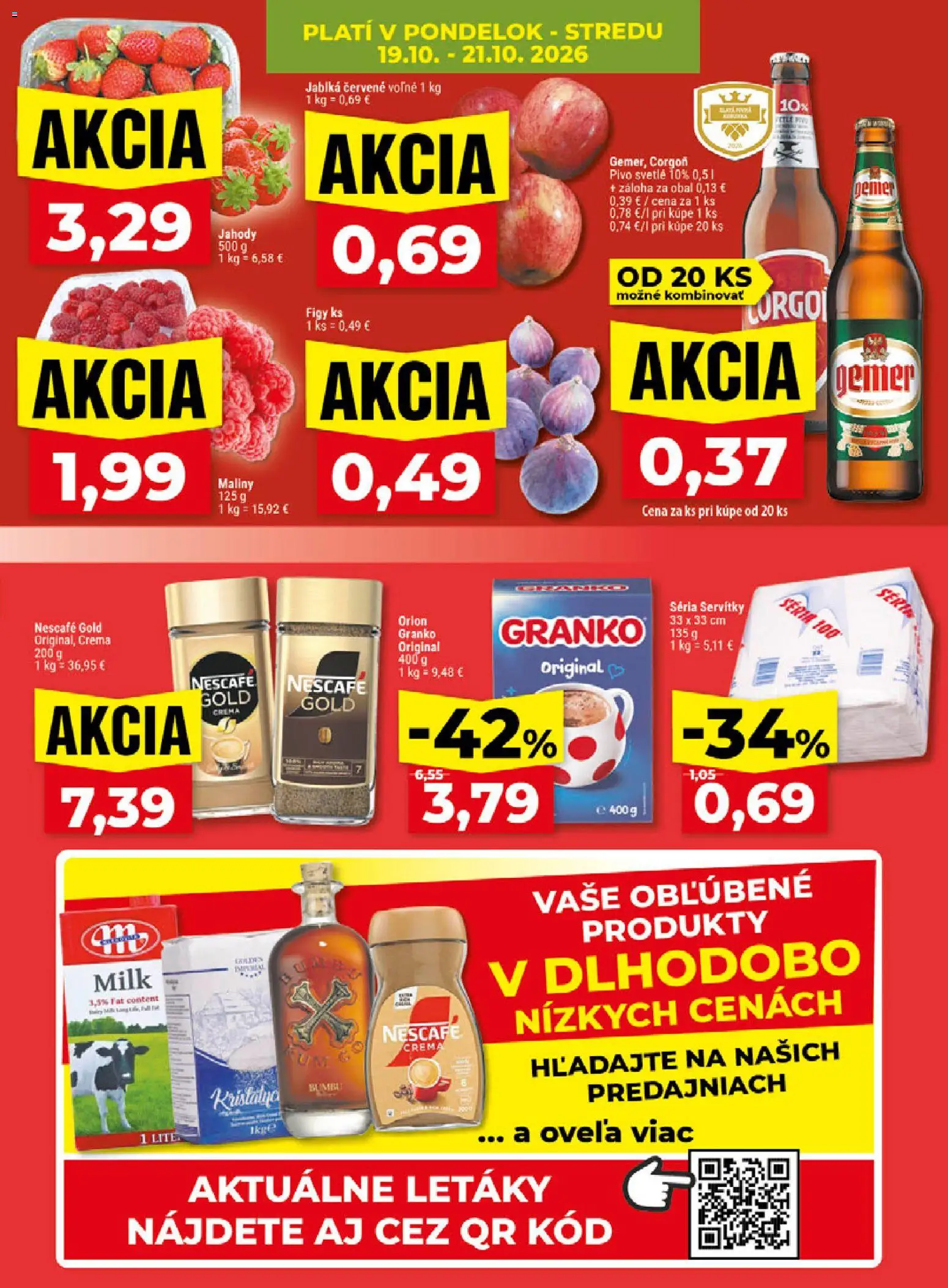 Nové Klas akcie – leták je platný od 19.10.2026 | Strana: 5 | Produkty: Pivo, Figy, Granko, Maliny