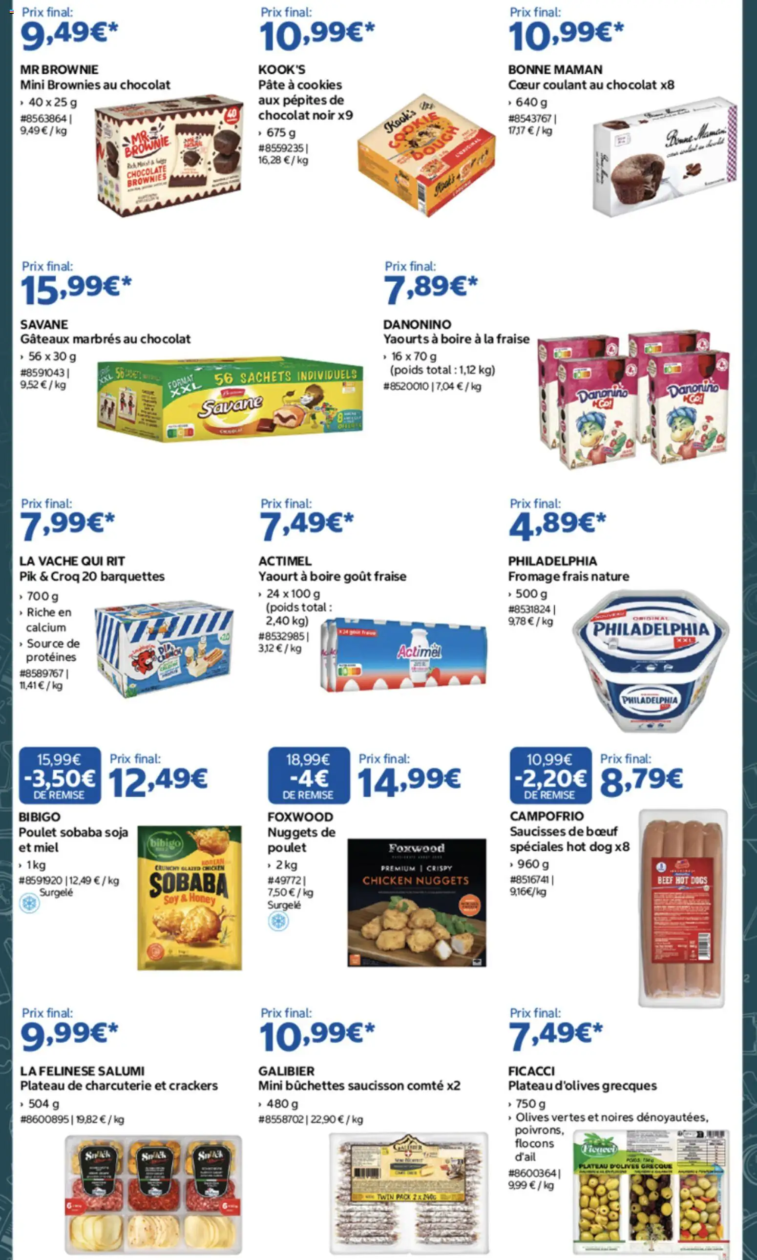 {H1} | Page: 7 | Produits: Flocons, Plateau, Actimel, Saucisses