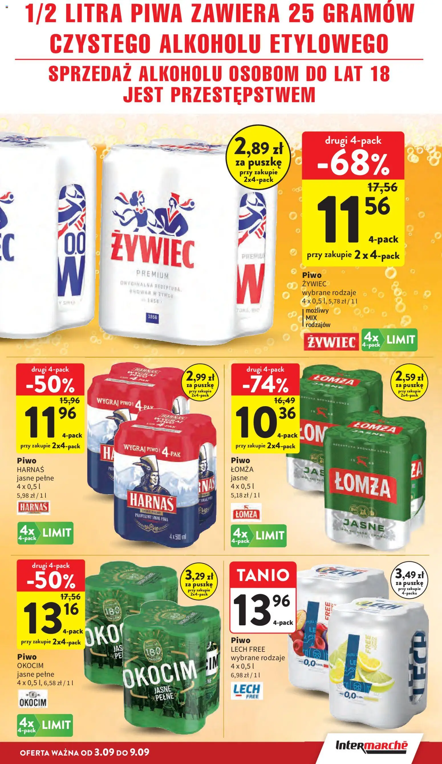Intermarche gazetka od 03.09.2026 | Strona: 33 | Produkty: Lech, Piwo Harnaś, Harnaś, Piwo