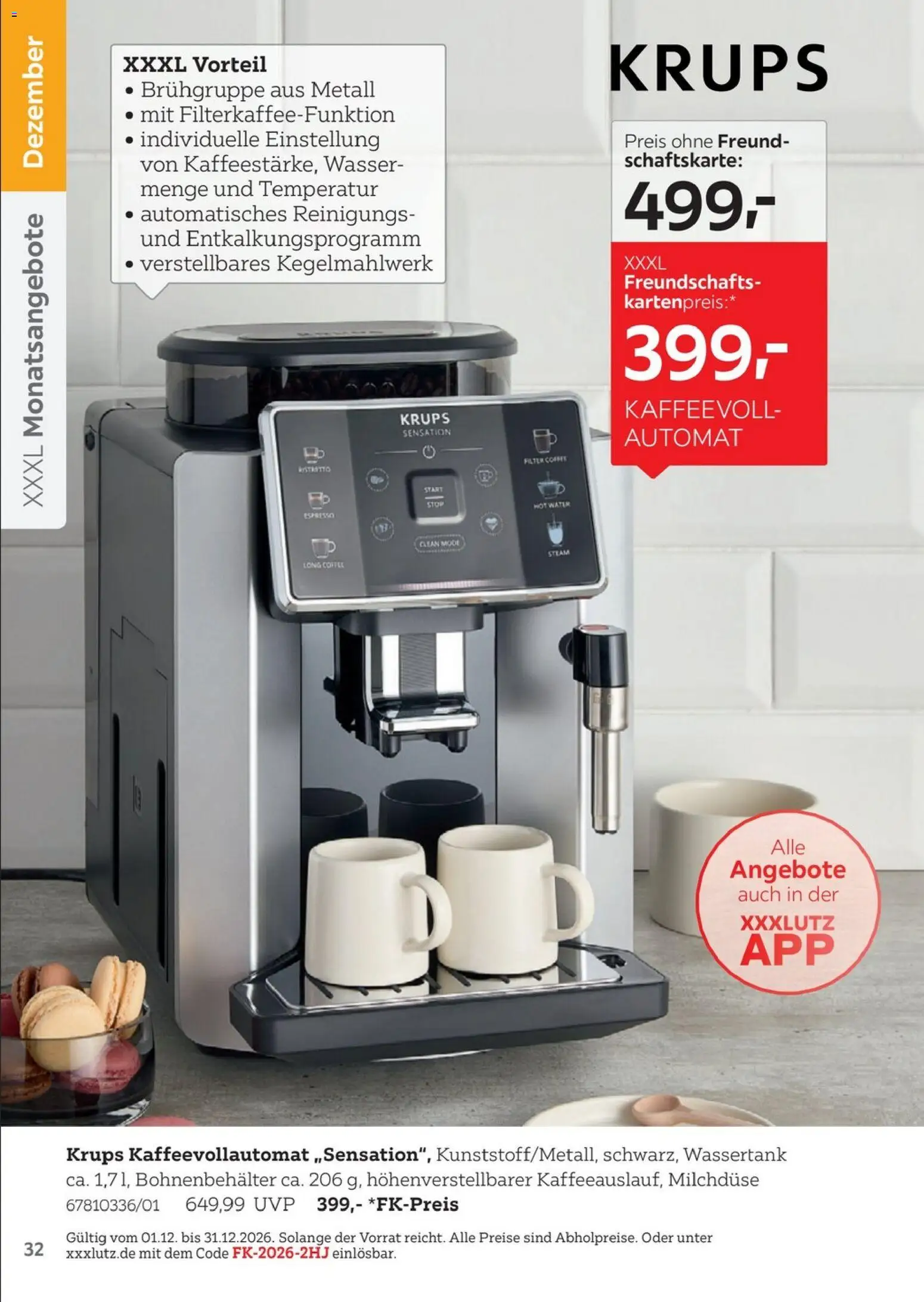 XXXLutz Freundschaftskartenjournal – gültig ab 01.08.2026 | Seite: 32 | Produkte: Krups, Wasser, Kaffeevollautomat