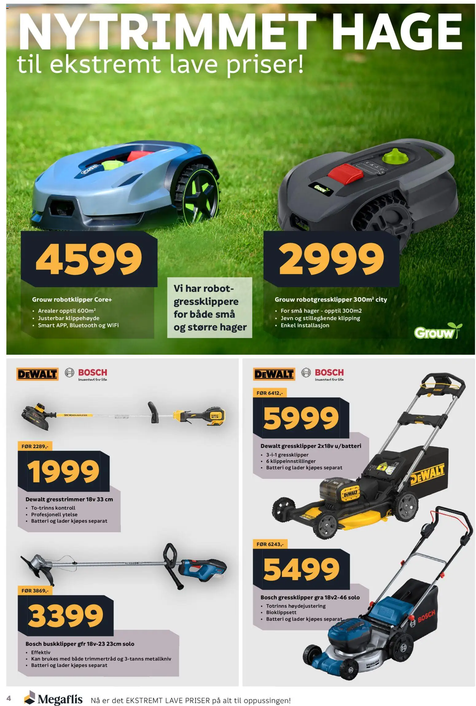 {H1} | Side: 4 | Produkter: Robotgressklipper, Gressklipper, Batteri, Télécommande