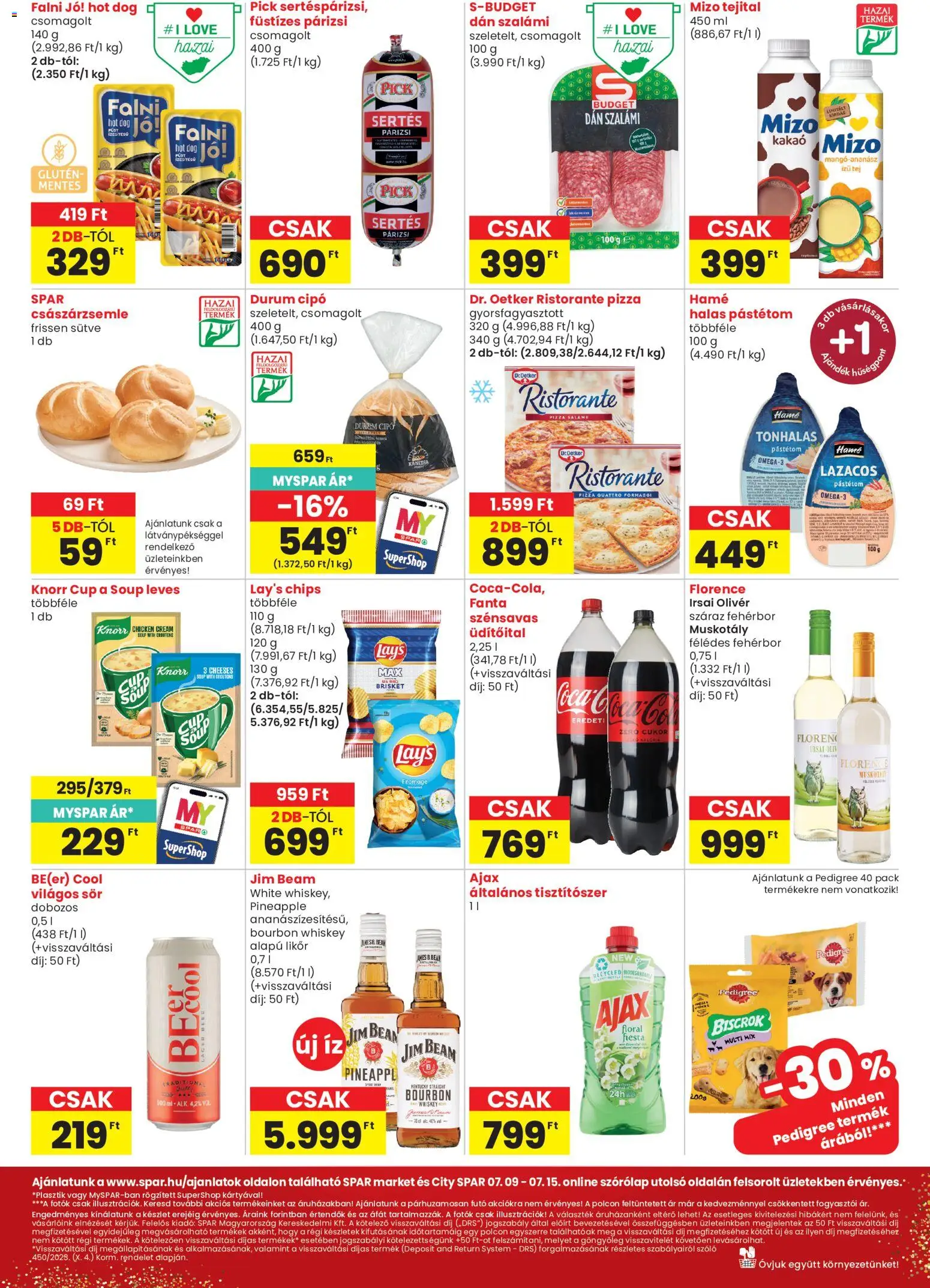 Spar Market akciós ujság - amely érvényes a következő dátumtól: 2026.07.09. | Oldal: 2 | Termékek: Pizza, Sör, Ananász, Párizsi