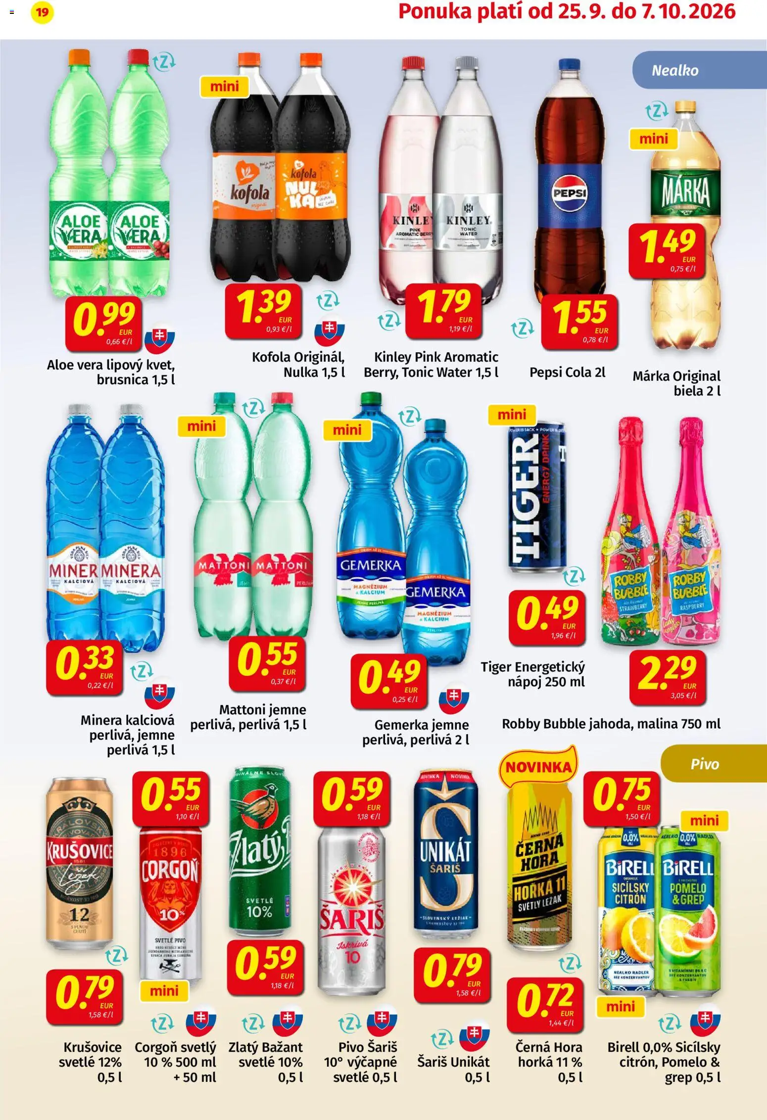 Nové Koruna akcie – leták je platný od 25.09.2026 | Strana: 19 | Produkty: Krušovice, Mattoni, Pomelo, Grep