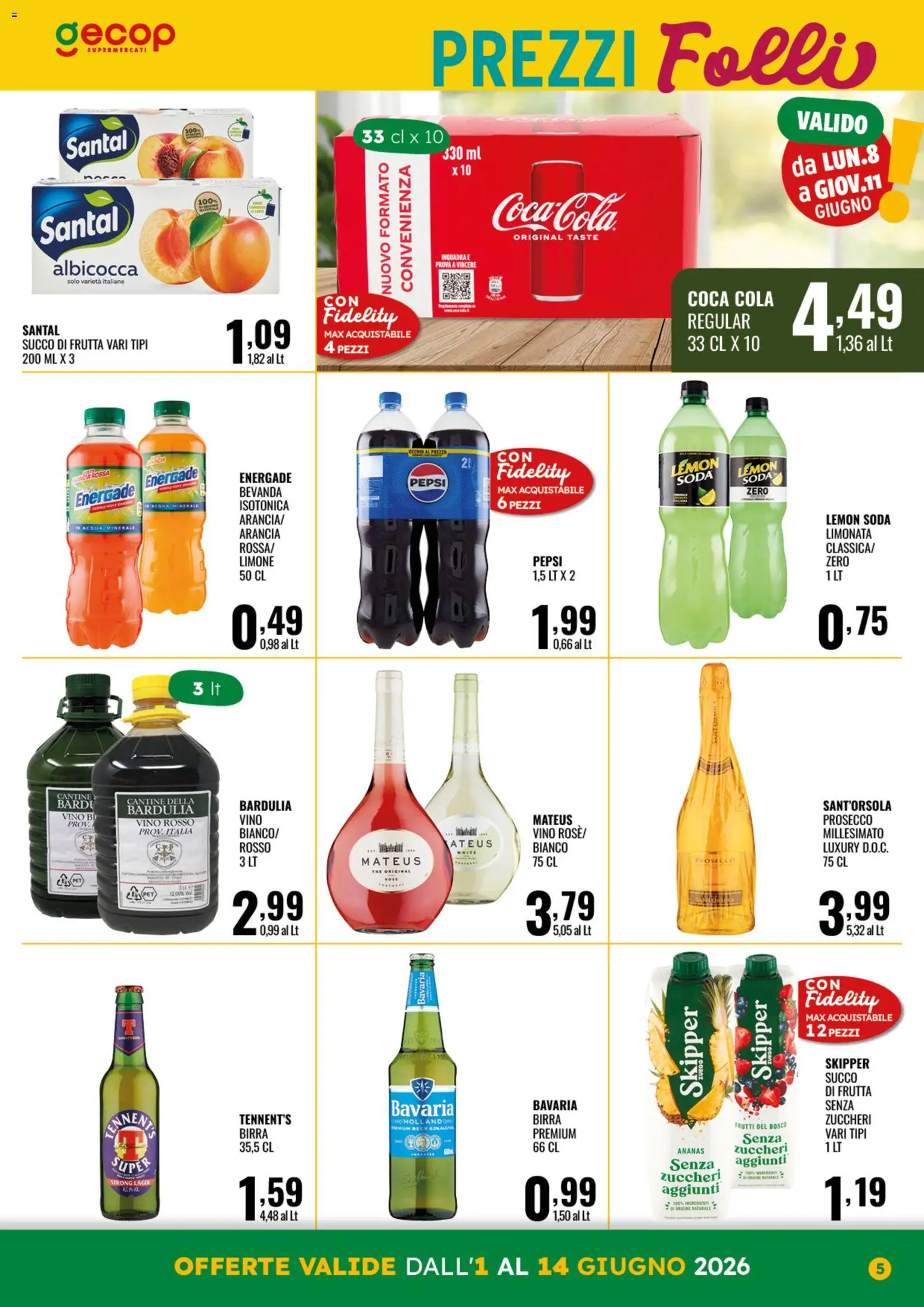 Volantino GECOP del 01.06.2026 | Pagina: 5 | Prodotti: Limonata, Prosecco, Acqua, Limone