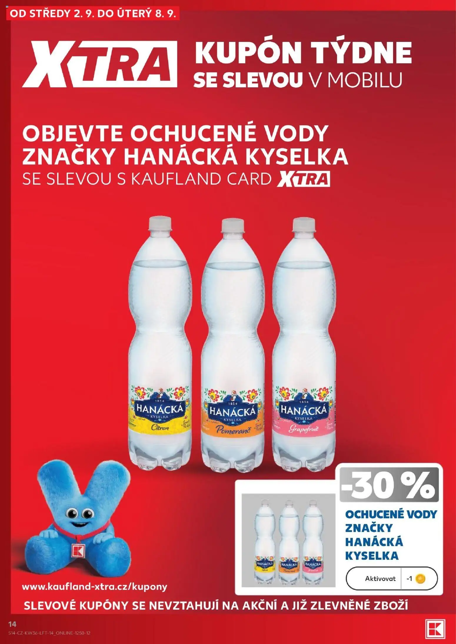 Kaufland leták - Praha 8 od 02.09.2026 | Strana: 14 | Produkty: Hanácká kyselka, Grapefruit, Ochucená voda, Citron