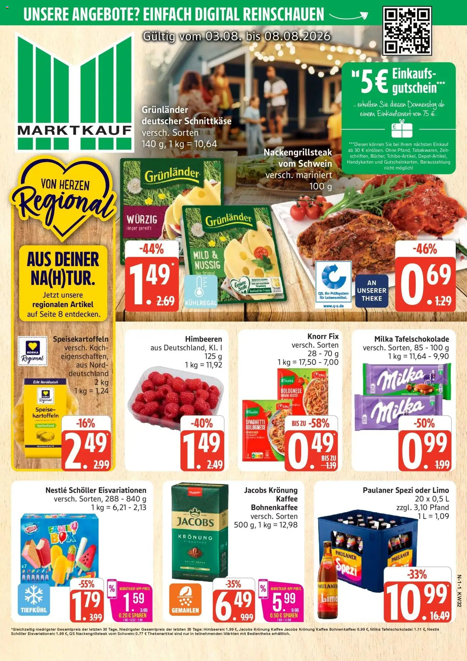 Marktkauf Prospekt Buxtehude (ab 03.08.2026) » Angebote online | Seite: 1 | Produkte: Theke, Paulaner spezi, Grunlander, Paulaner