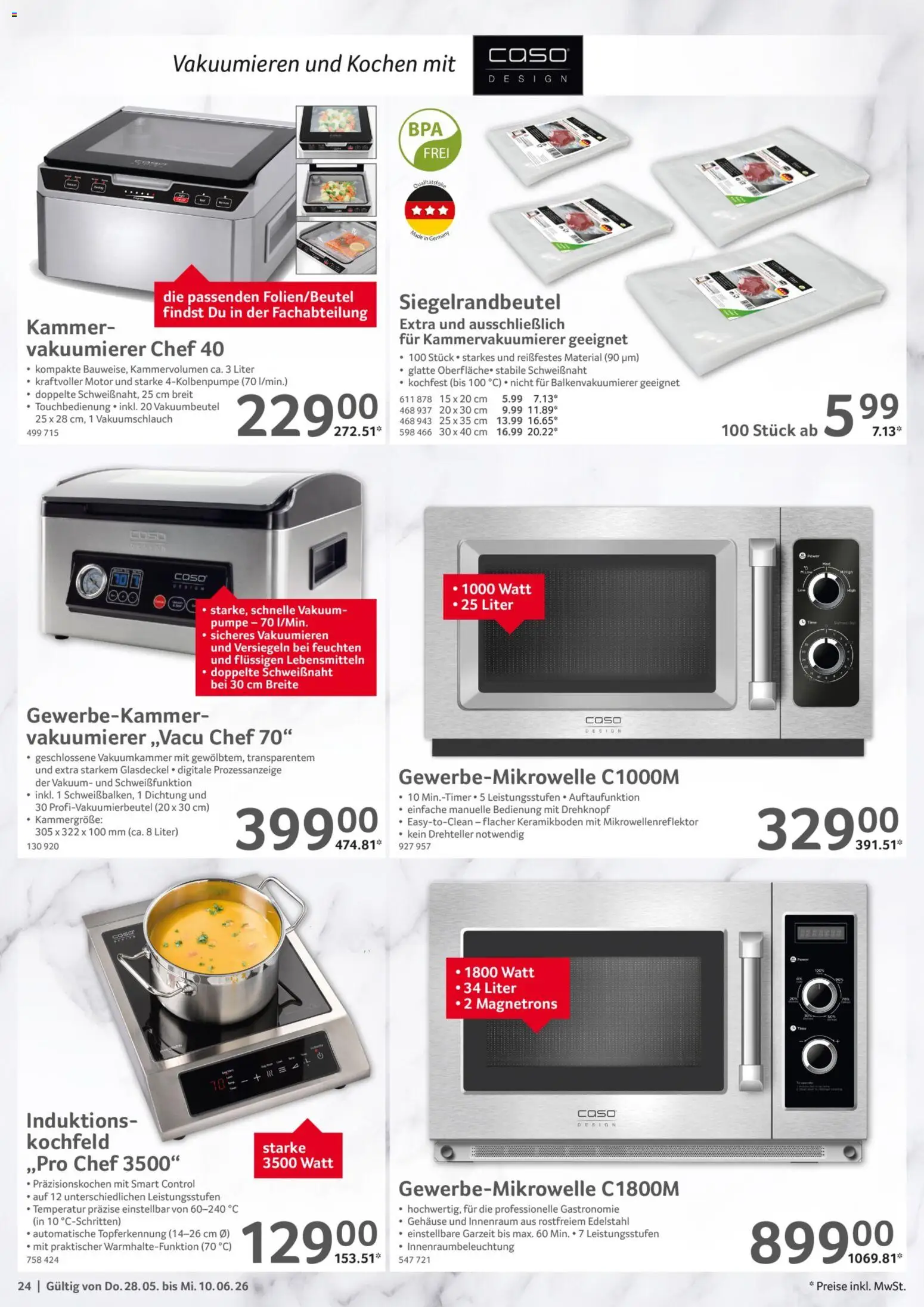 Selgros Gastronomie – gültig ab 28.05.2026 | Seite: 24 | Produkte: Vakuumierer, Kochfeld
