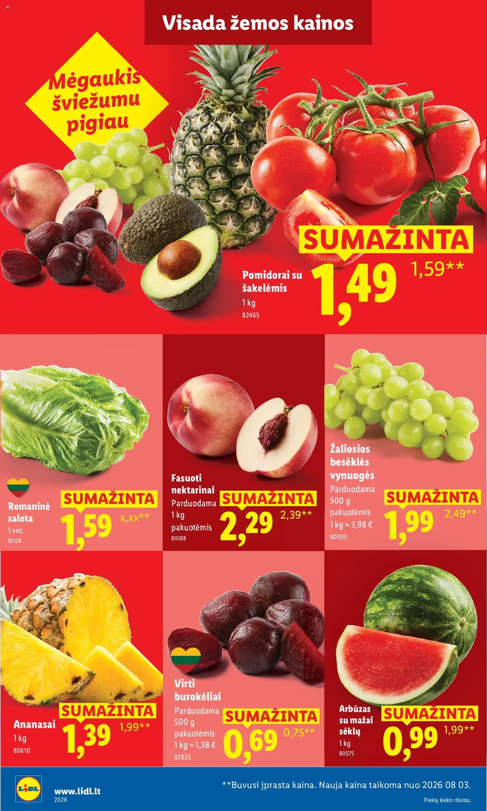 LIDL akcijos nuo 2026.08.17 | Puslapis: 2 | Prekių: Salota, Vynuogės, Pomidorai, Ananasai