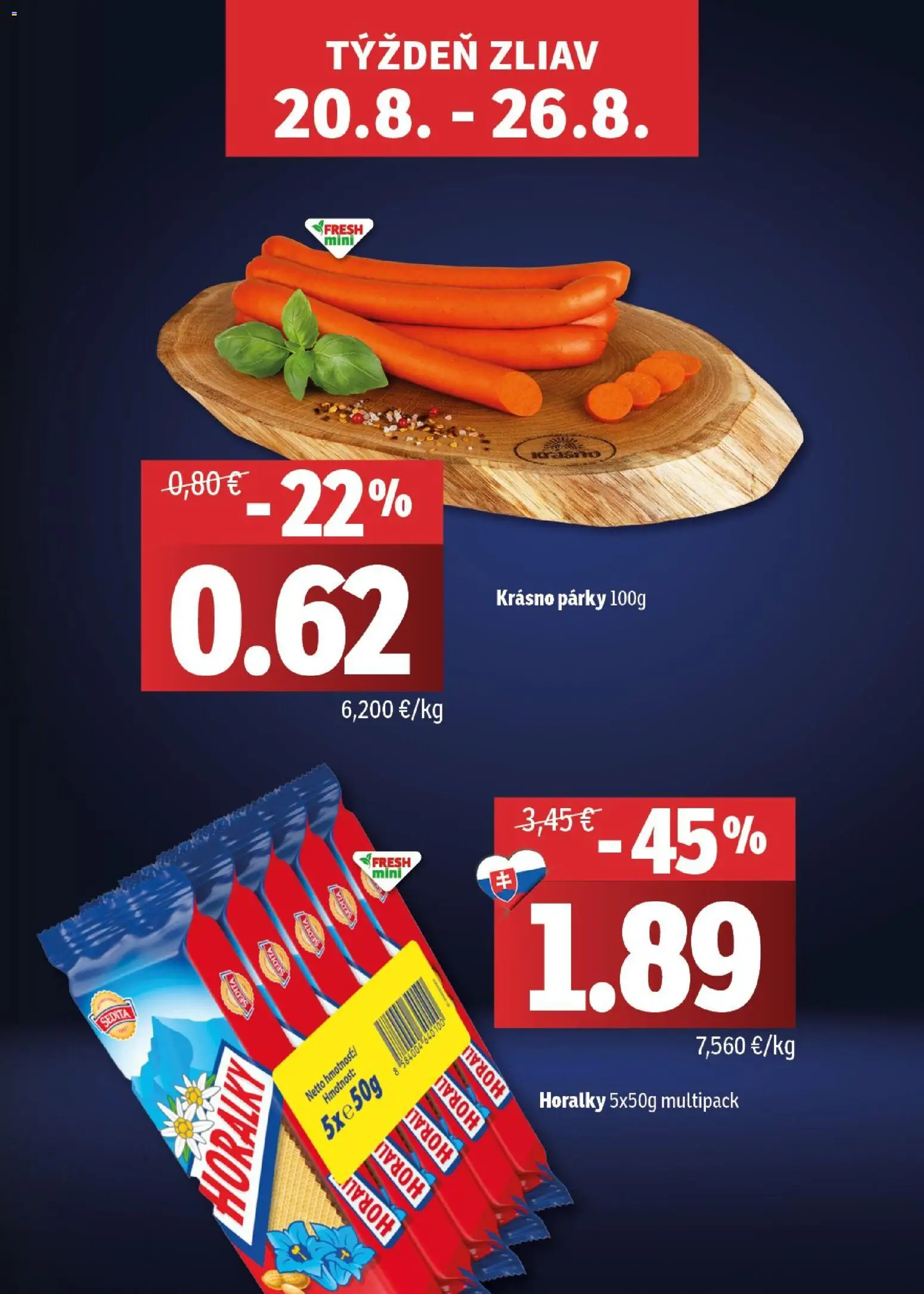 Nové Fresh akcie – leták je platný od 13.08.2026 | Strana: 3 | Produkty: Párky, Horálky