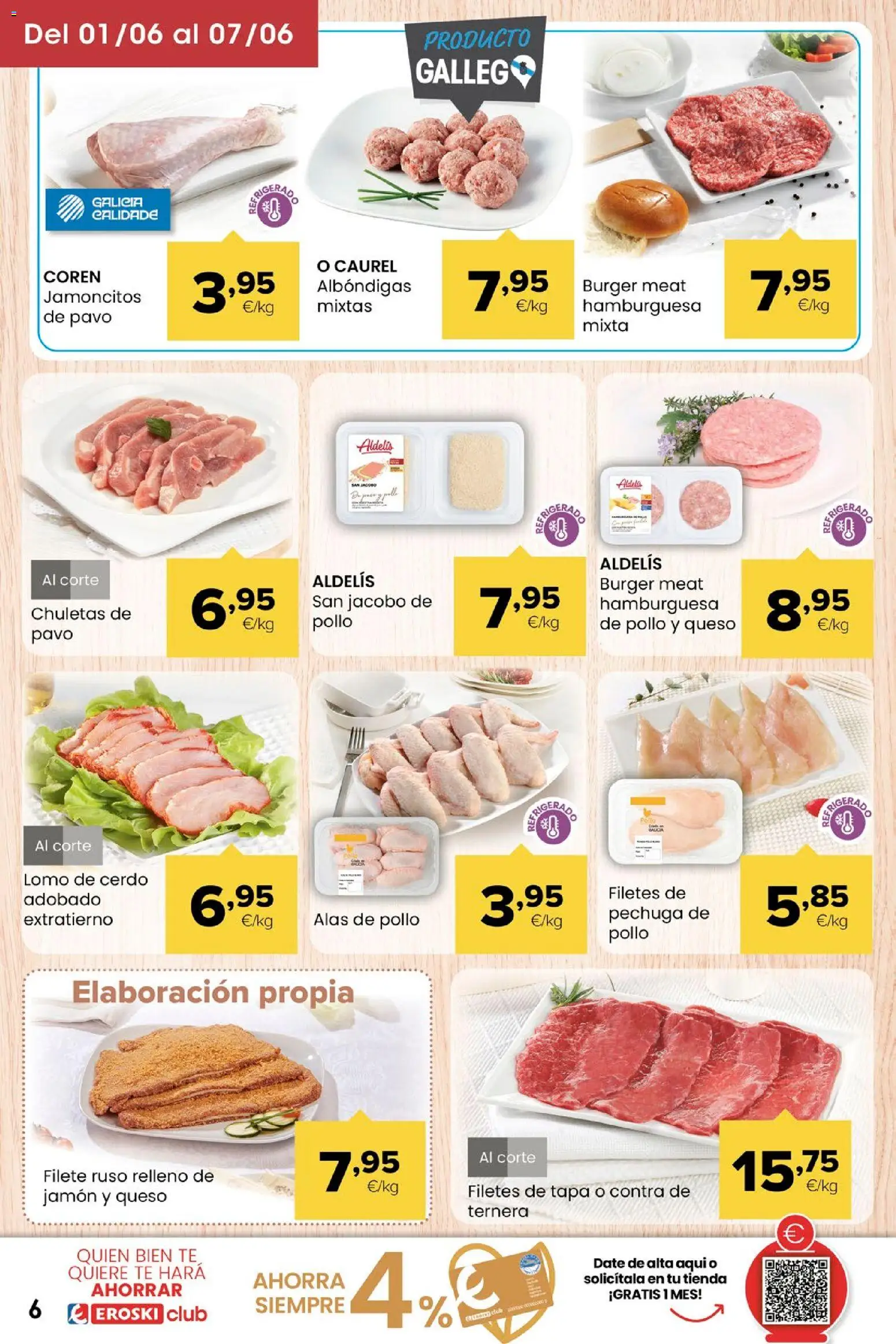 Eroski Miramos por ti! │ válido desde el 28.05.2026 | Página: 6 | Productos: Queso, Cerdo, Filete, Σοκολατούχο γάλα
