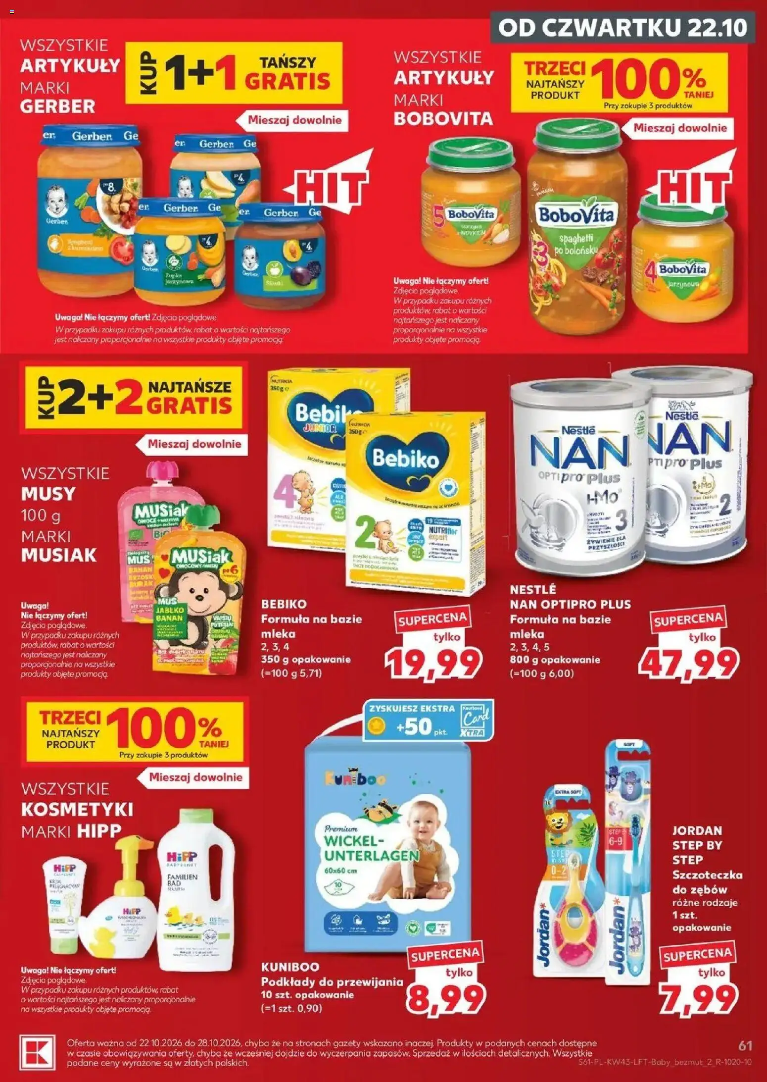 Kaufland aktualna gazetka od 22.10.2026 - od jutra PDF | Strona: 61 | Produkty: Kosmetyki, Mleka, Nestle nan optipro plus, Podkłady do przewijania