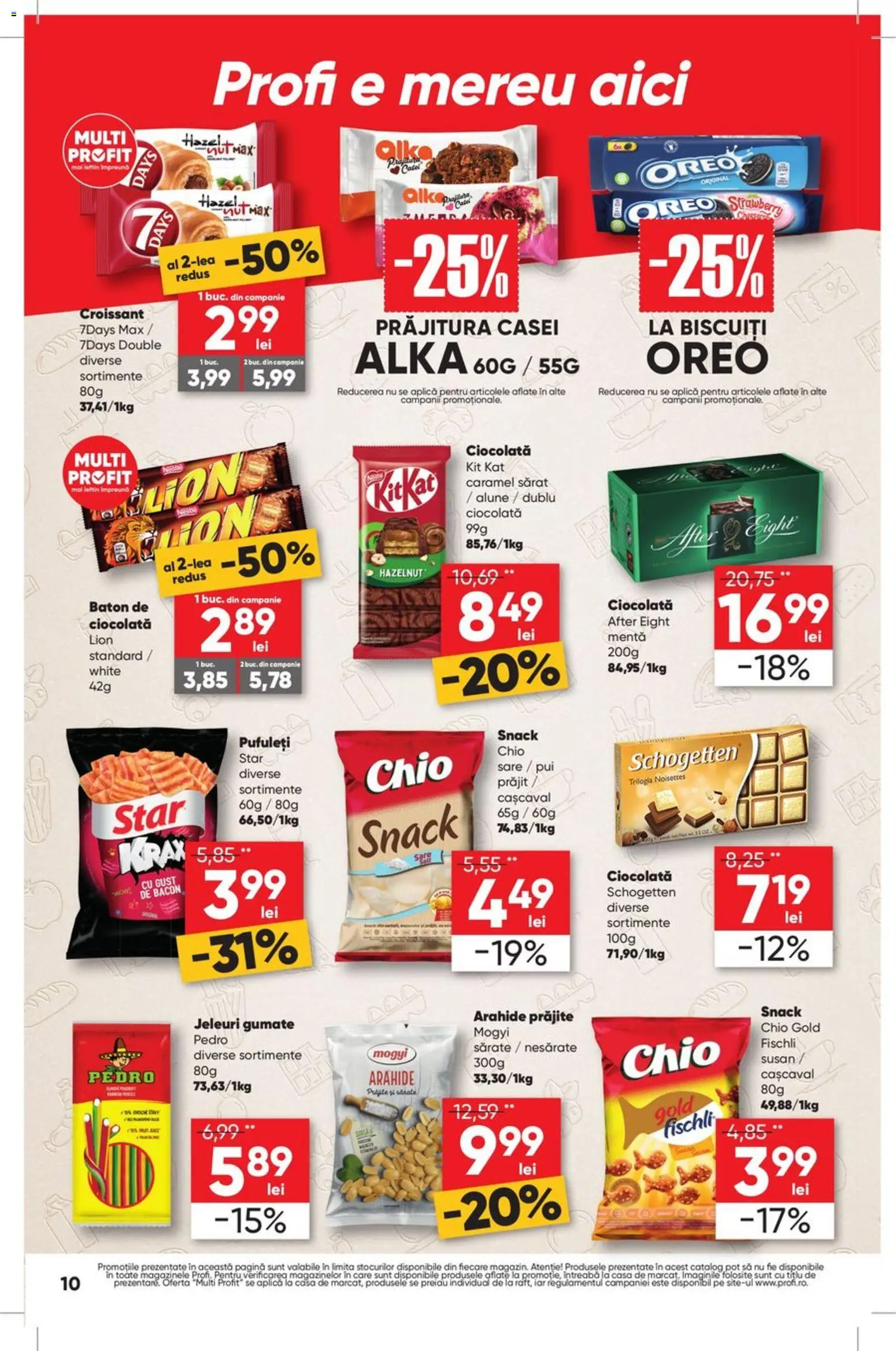Noul catalog Profi – valabil de la 27.08.2026 | Pagină: 10 | Produse: Oreo, Baton de ciocolata, Pui, Biscuiți