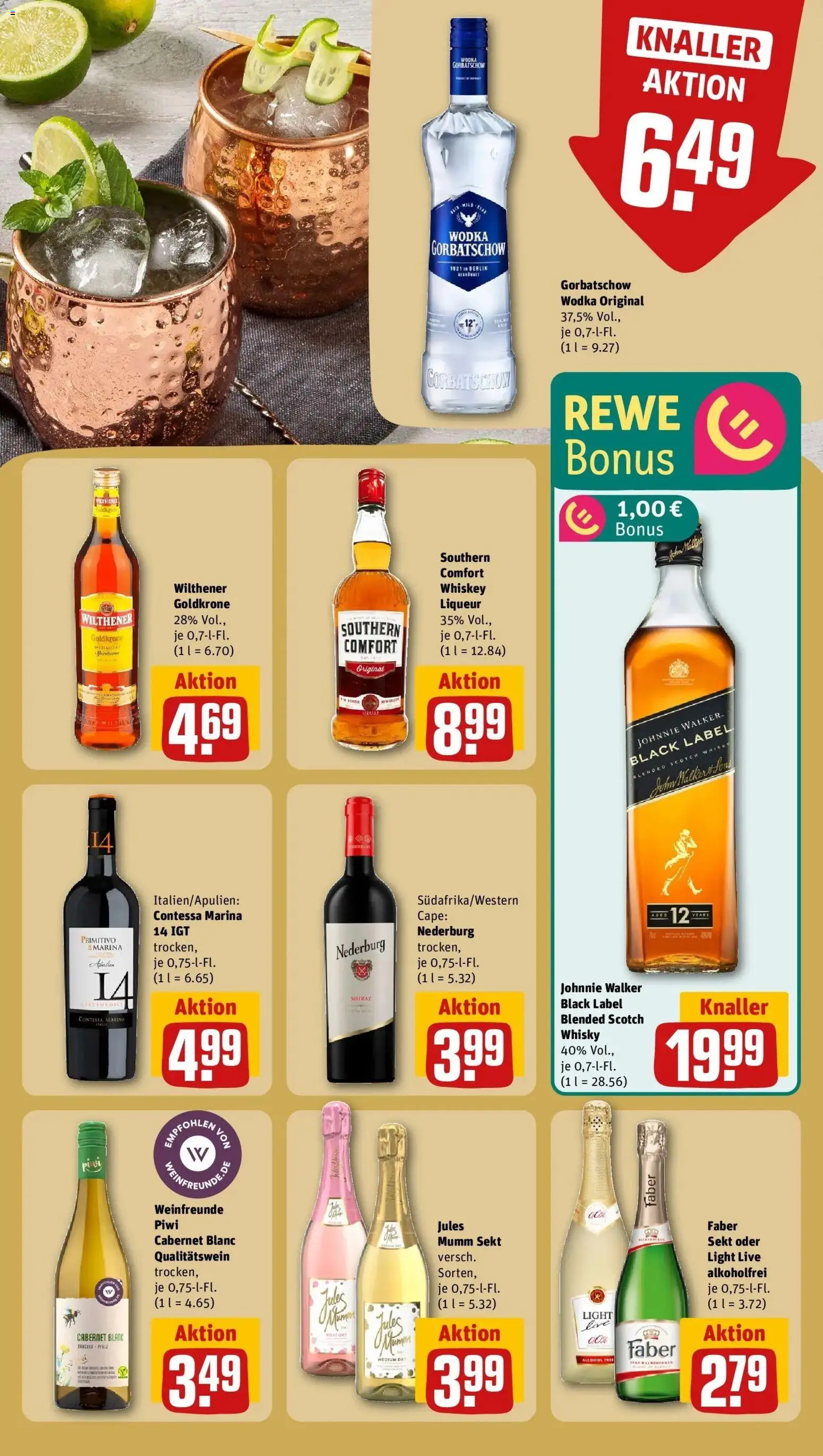 Rewe Prospekt Ranstadt	 – gültig ab 12.04.2026 | Seite: 19 | Produkte: Whisky, Wilthener, Wodka gorbatschow, Vodka