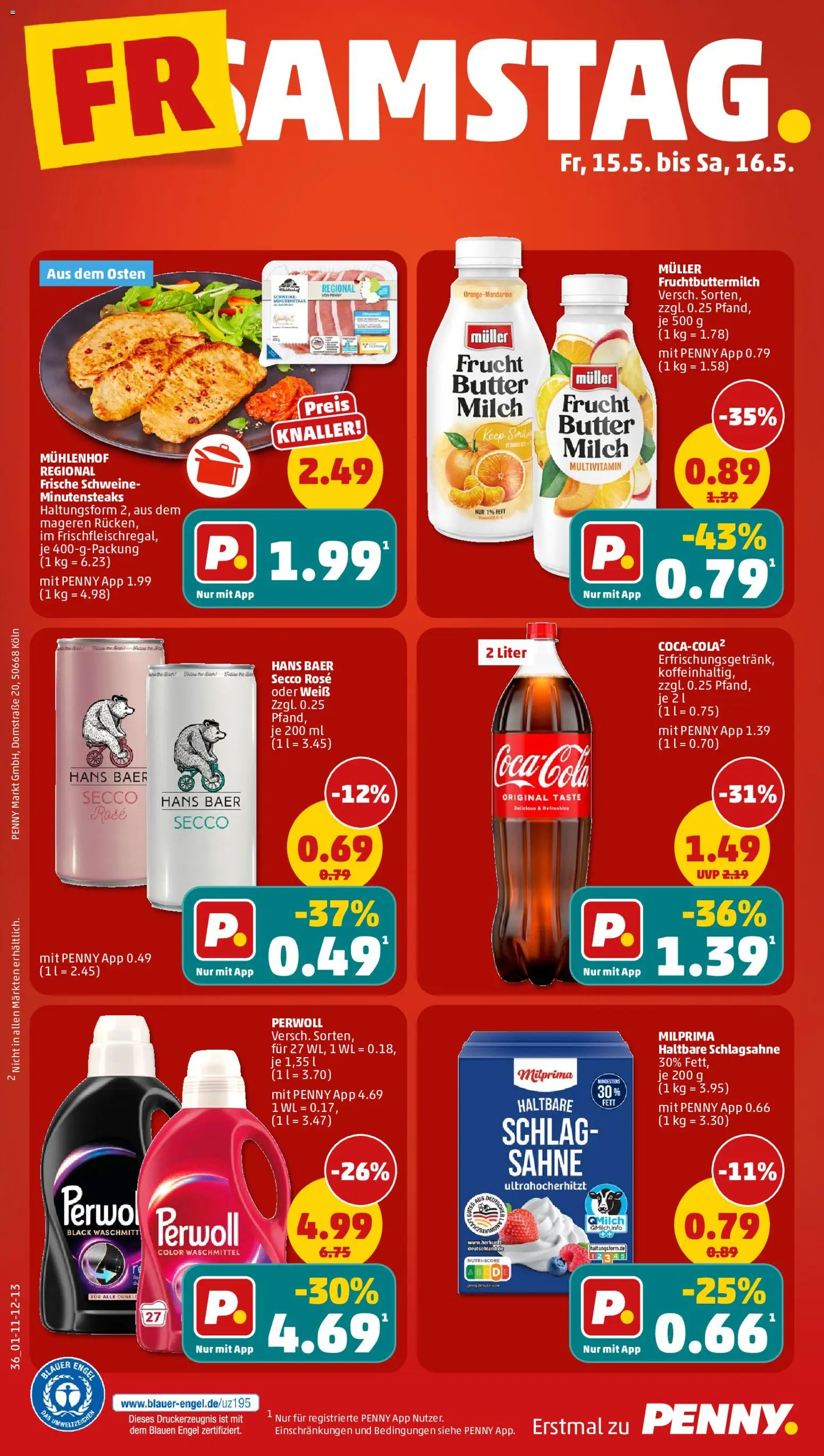 Penny Prospekt 	 – gültig ab 11.05.2026 | Seite: 38 | Produkte: Schlagsahne, Milch, Perwoll, Waschmittel
