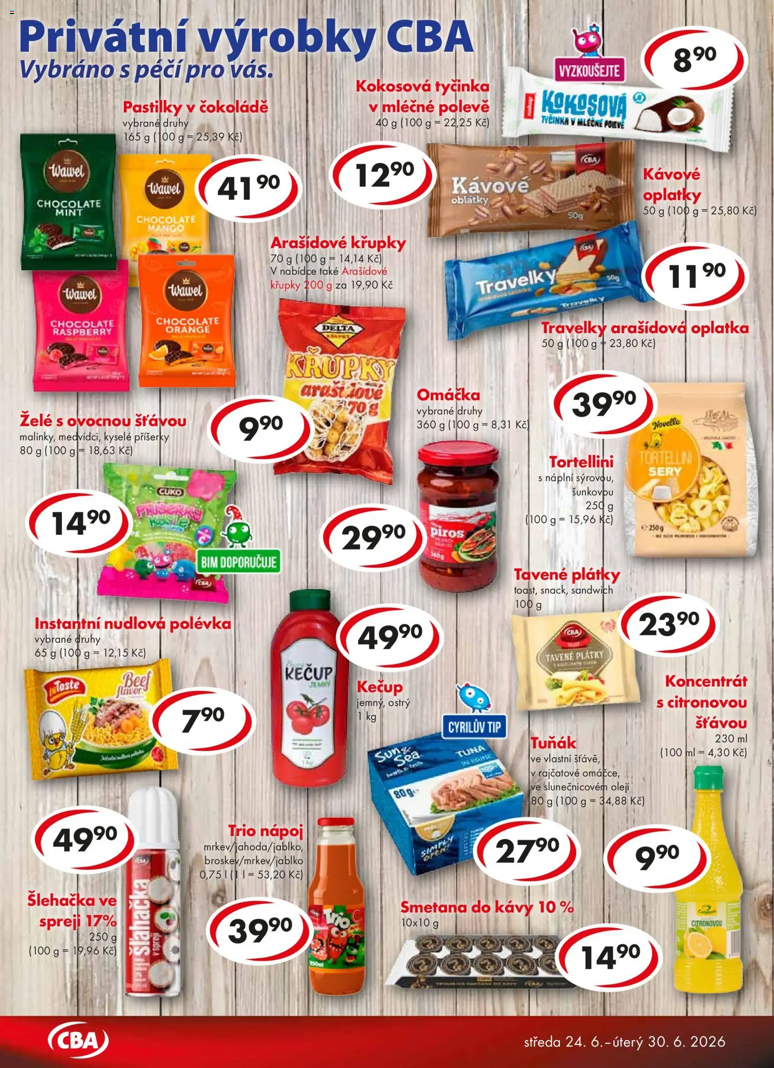 CBA leták - Premium od 24.06.2026 | Strana: 4 | Produkty: Tuňák, Šlehačka ve spreji, Tortellini, Oplatky