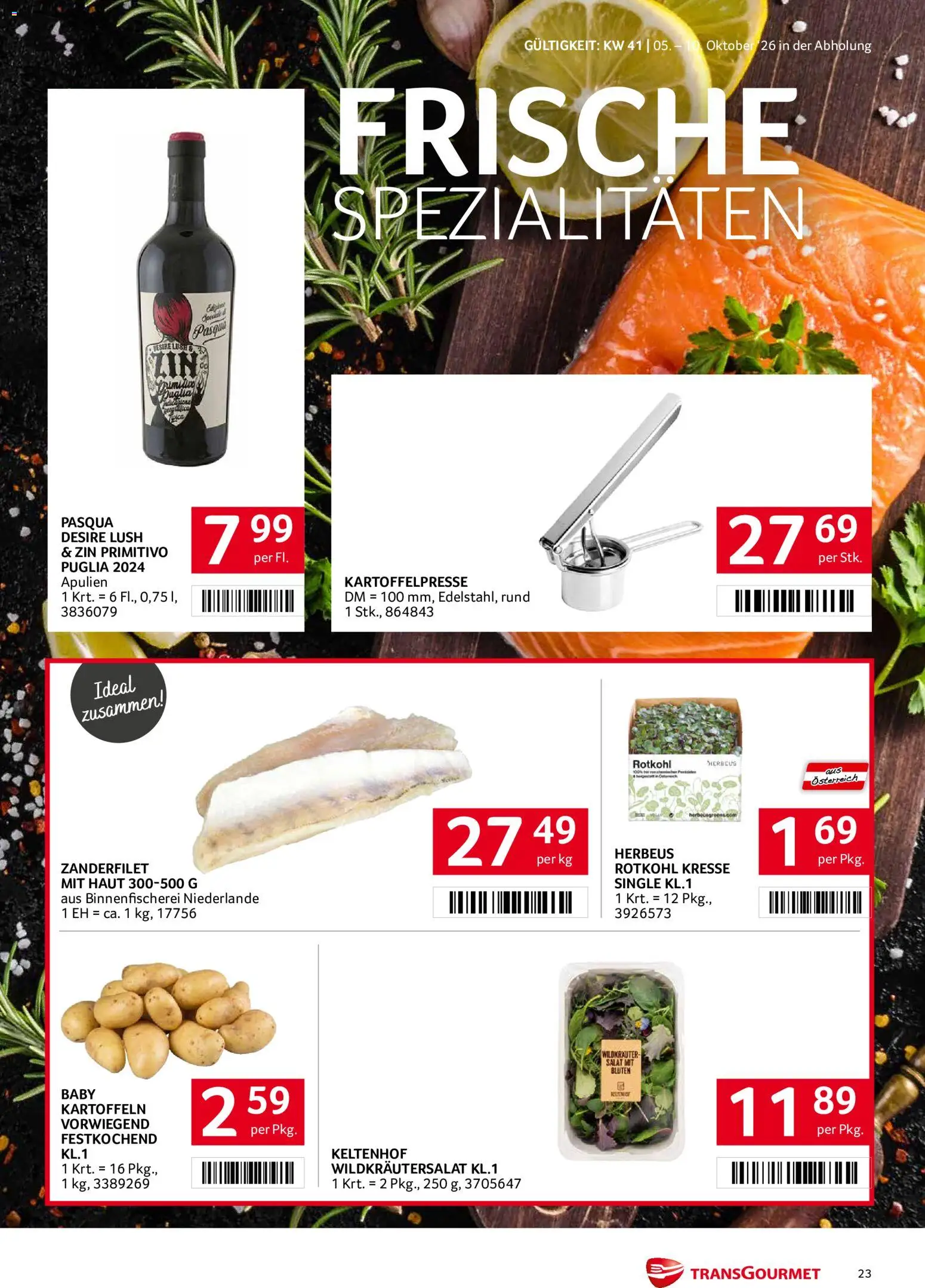 Transgourmet Flugblatt gültig ab 05.10.2026 | Seite: 23 | Produkte: Salat, Kartoffeln