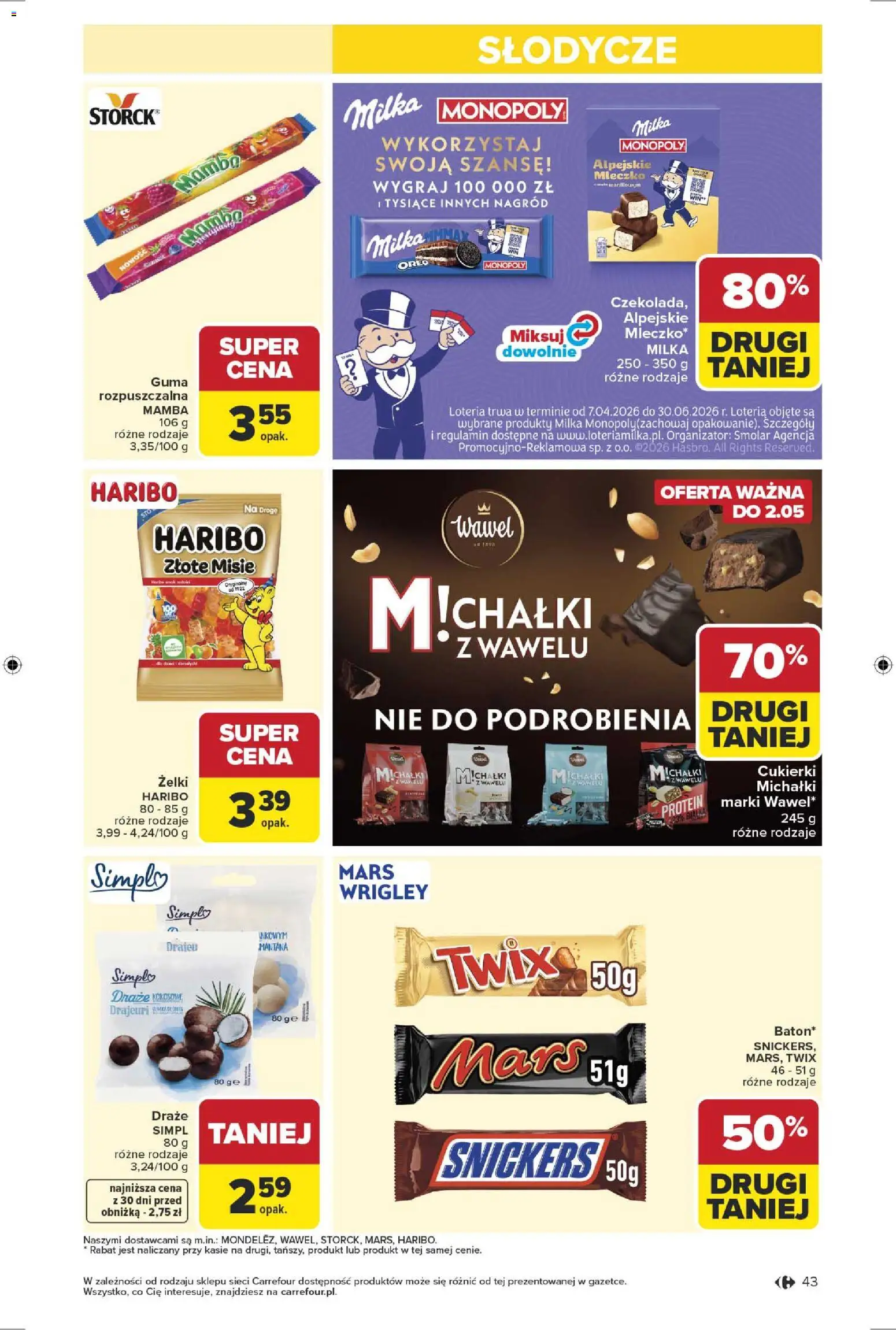 Carrefour gazetka od 13.04.2026 | Strona: 45 | Produkty: Słodycze, Milka, Żelki, Cukierki