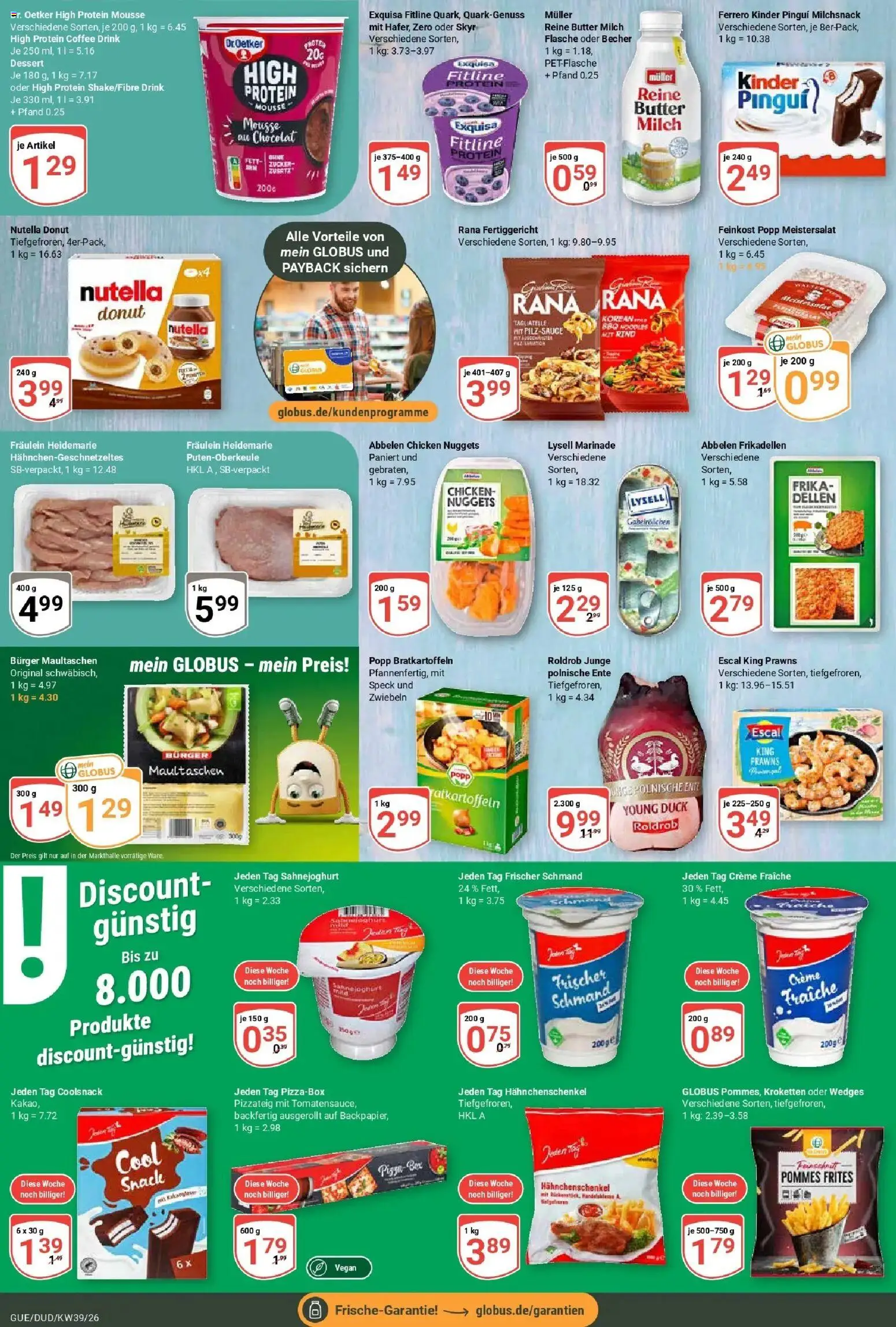 Globus Prospekt Saarbrücken-Güdingen (ab 21.09.2026) » Angebote online | Seite: 12 | Produkte: Hahnchenschenkel, Butter, Skyr, Nutella